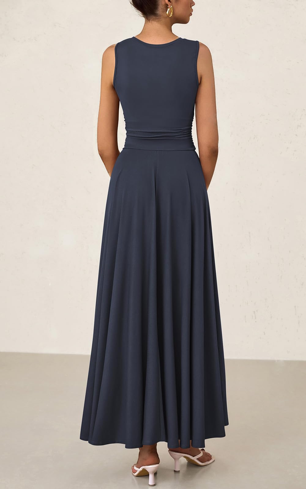 PRETTYGARDEN Women's Spring Summer Casual Sleeveless Crewneck A-Line Maxi Dress - Stretchy Flowy Long Tank Dress for Beach, Vacation & Outdoor Activities