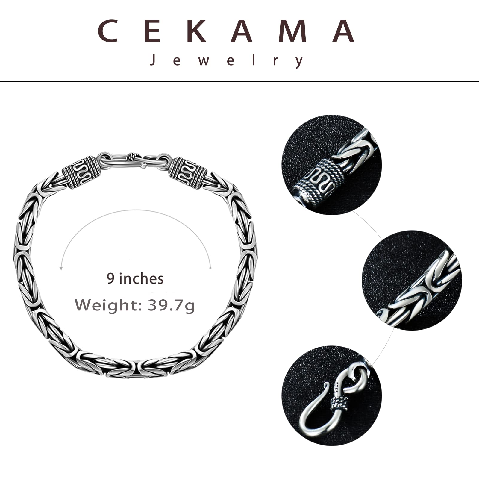 925 Sterling Silver Bracelet for Men & Boys - Matte Finish, Thick & Durable (7-9 Inch Length, 5-7mm Width) - Perfect for Gifts, Everyday Wear & Special Occasions