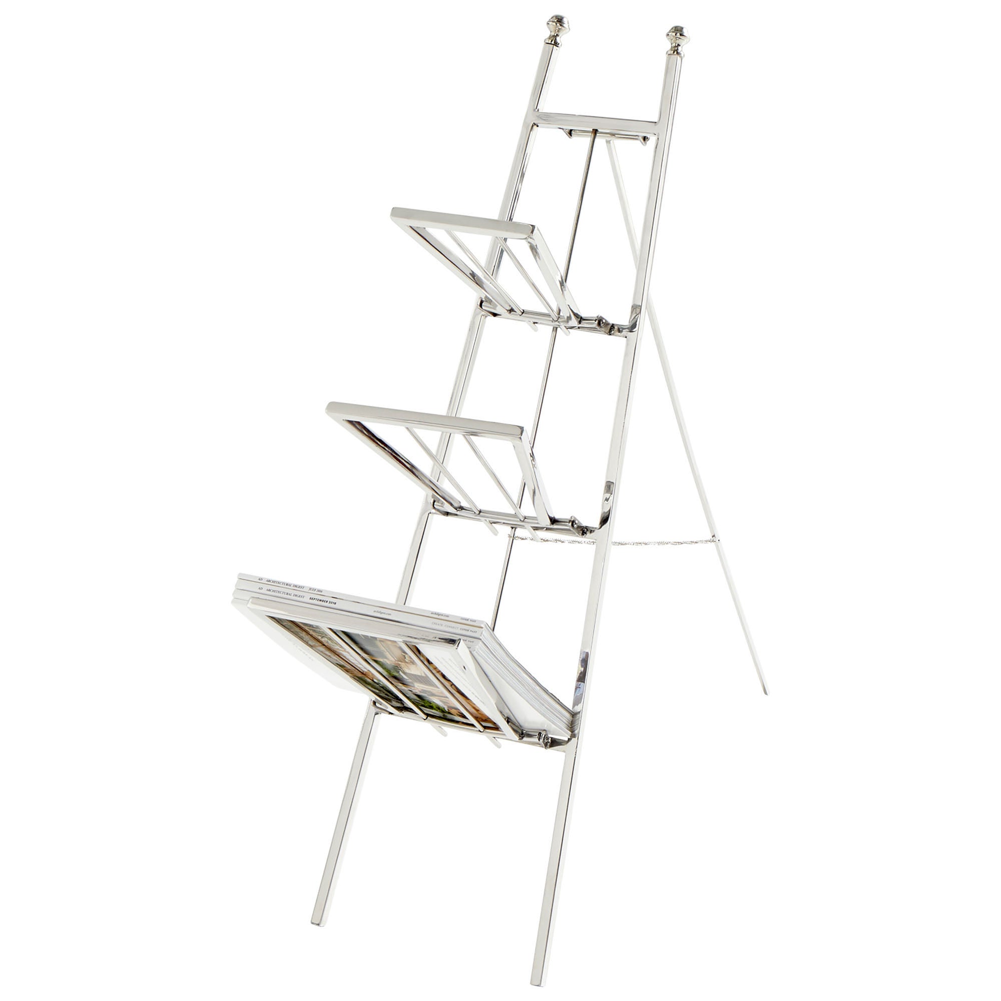 Elegant Polished Nickel Magazine Rack by Cyan Design 08976 - Perfect for Living Room, Office & Home Decor Organization