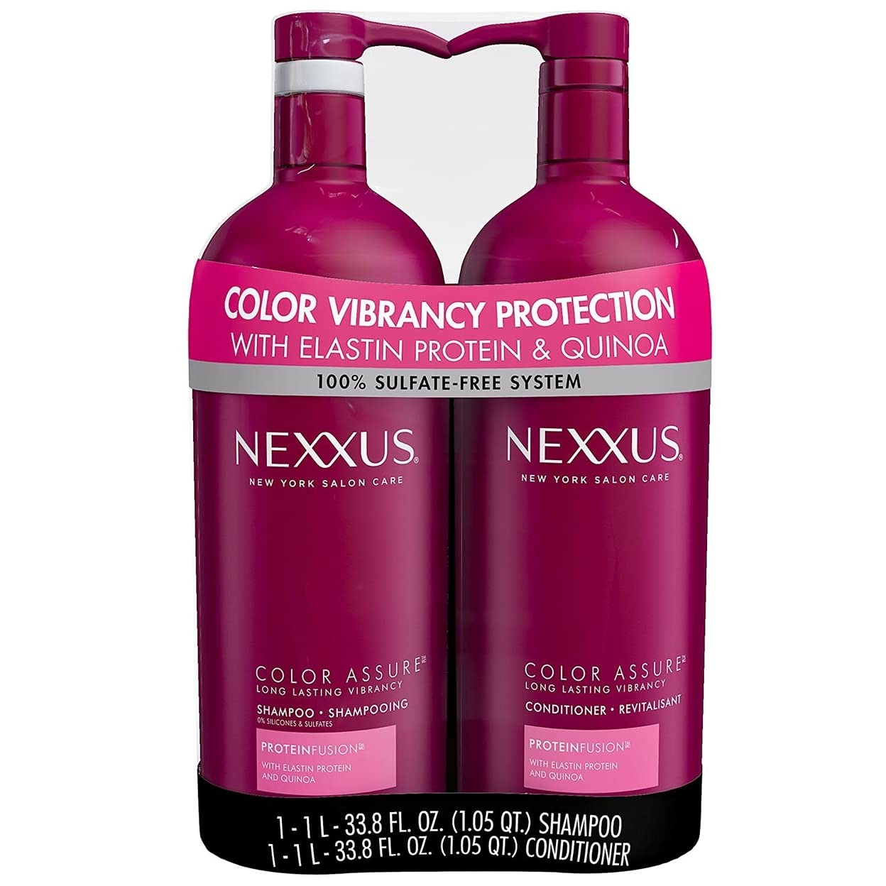Nexxus Color Assure Shampoo & Conditioner Set - 33.8 Fl Oz (2 Pack) - Sulfate-Free for Vibrant, Long-Lasting Hair Color - Perfect for Color-Treated & Chemically Processed Hair at Home or Salon