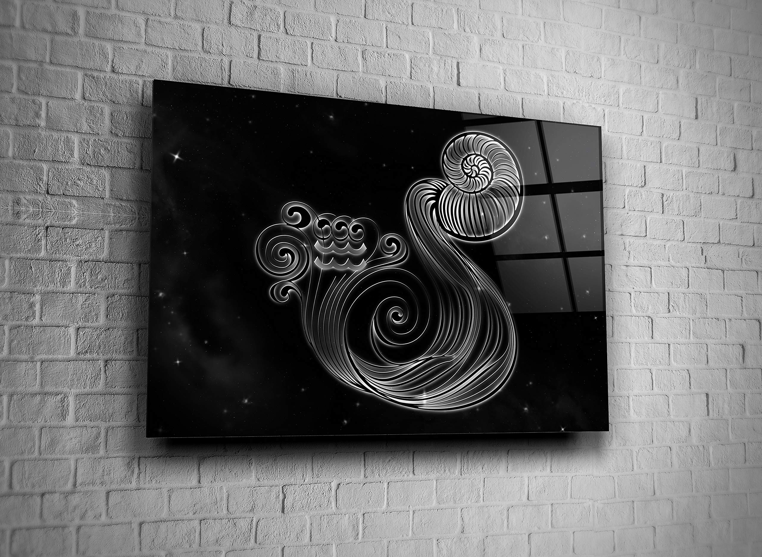 Aquarius Zodiac Sign Astrology Print - Tempered Glass Wall Art Decor - Unique Zodiac Gift for Home, Office & Spiritual Spaces