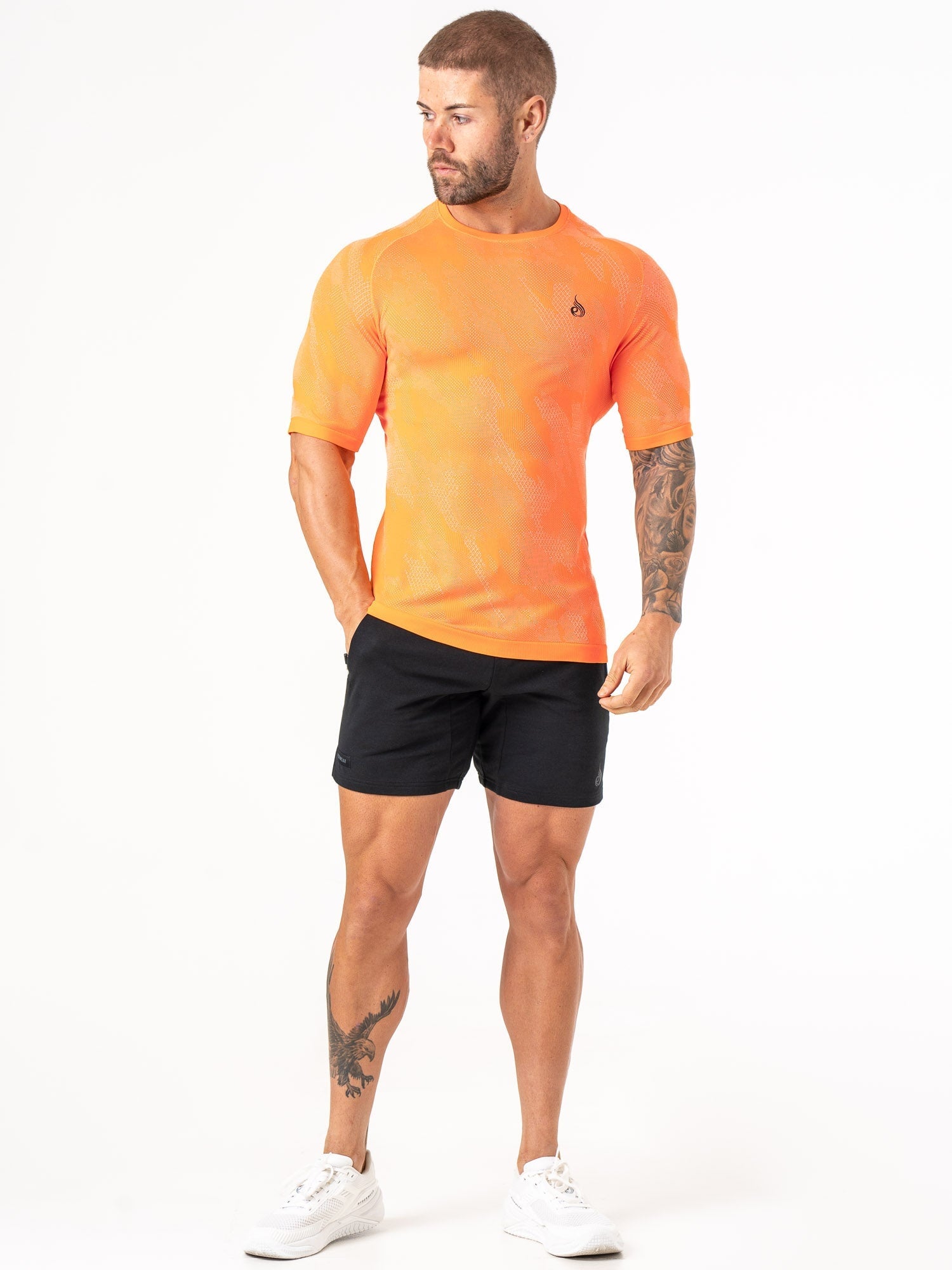 Aero Core Seamless T-Shirt for Men - Breathable Quick-Dry Orange Workout Shirt - Perfect for Gym, Running & Outdoor Activities