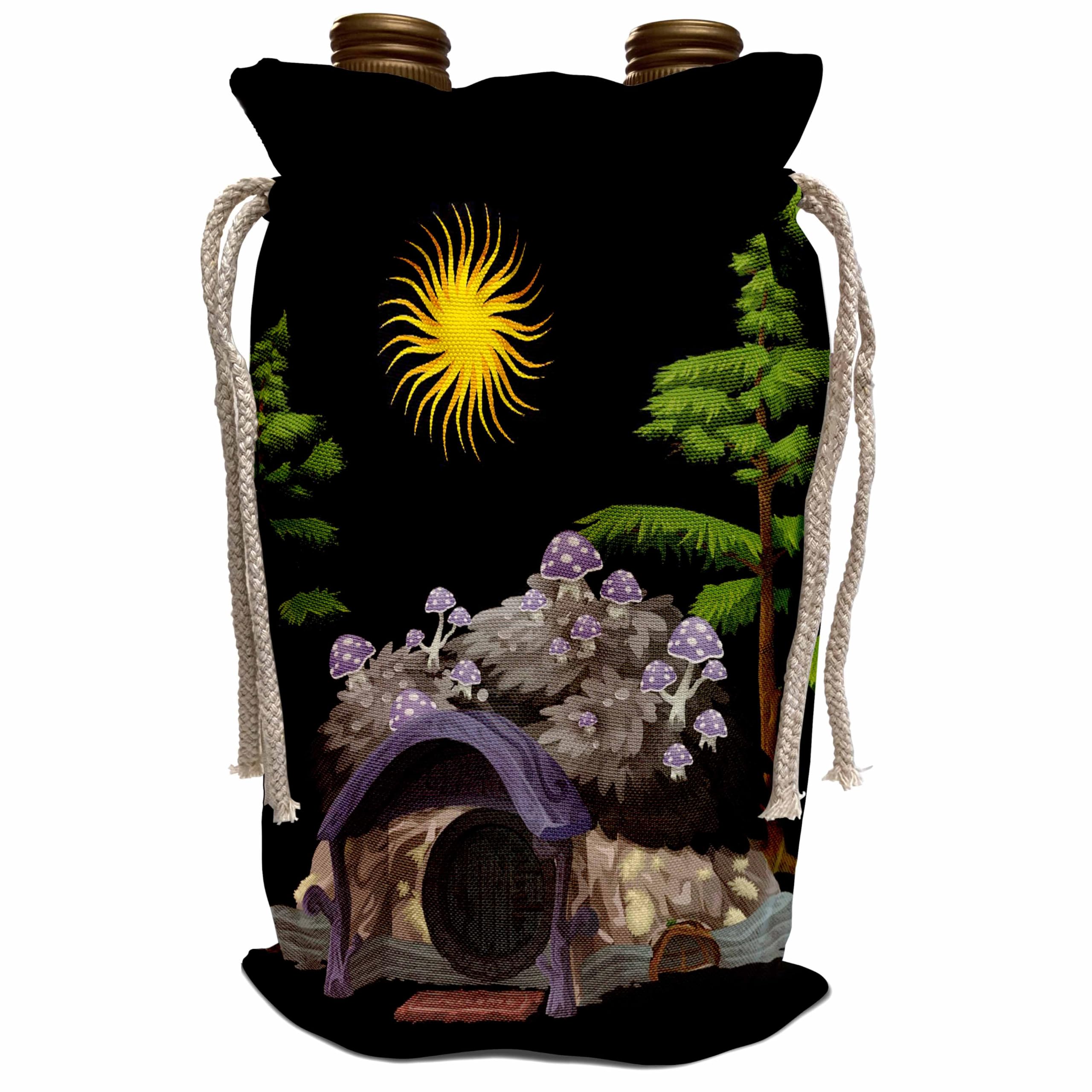 Hobbit House Designs Wine Bag - Elegant Black Background Gift for Wine Lovers - Perfect for Parties, Weddings & Holiday Gifting