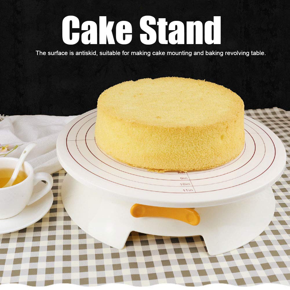 11 Inch Non-Stick Cake Turntable - White Rotating Cake Stand for Decorating, Baking & Pastry Making | Cake Spinner for Cupcakes, Fondant & Dessert Presentation | Perfect for Home Bakers & Professional Chefs