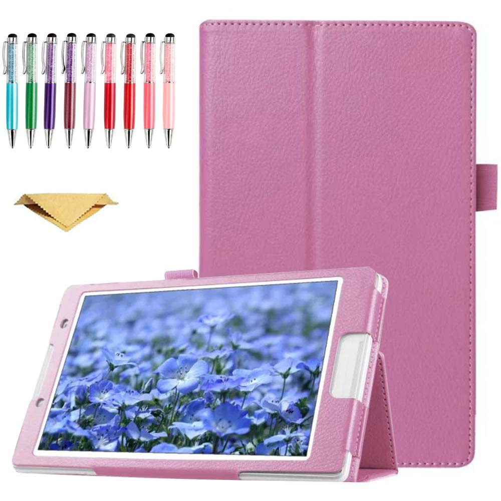 Premium Slim PU Leather Folio Case for Sony Xperia Z4 Tablet 10.1 Inch - 2-Folding Stand Cover with Auto Sleep/Wake Function (Pink) | Perfect for Work, Travel & Home Entertainment