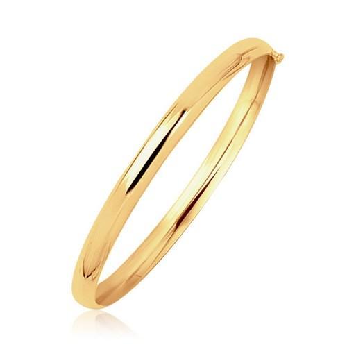 14K Yellow Gold Dome Design Polished Kids Bangle Bracelet - Size 5.5 Inches - Perfect for Birthday Gifts, Christening & Special Occasions