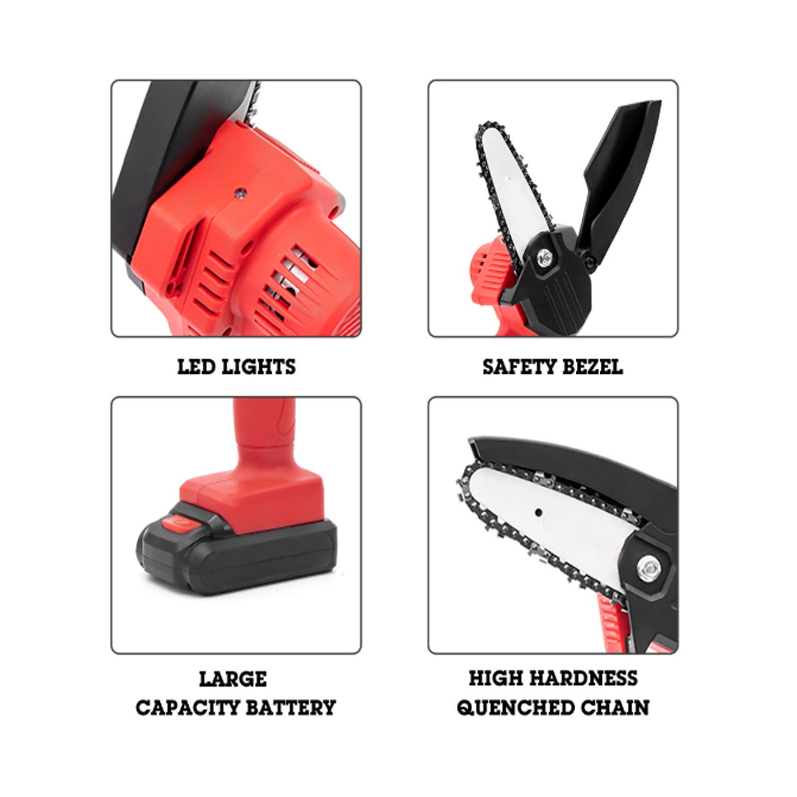 4 Inch Cordless Mini Chain Saw - 24V Rechargeable Battery, One-Hand Electric Pruning Saw for Tree Cutting, Branch Trimming & Yard Work | Perfect for Gardening, Landscaping & DIY Wood Projects (Blue)