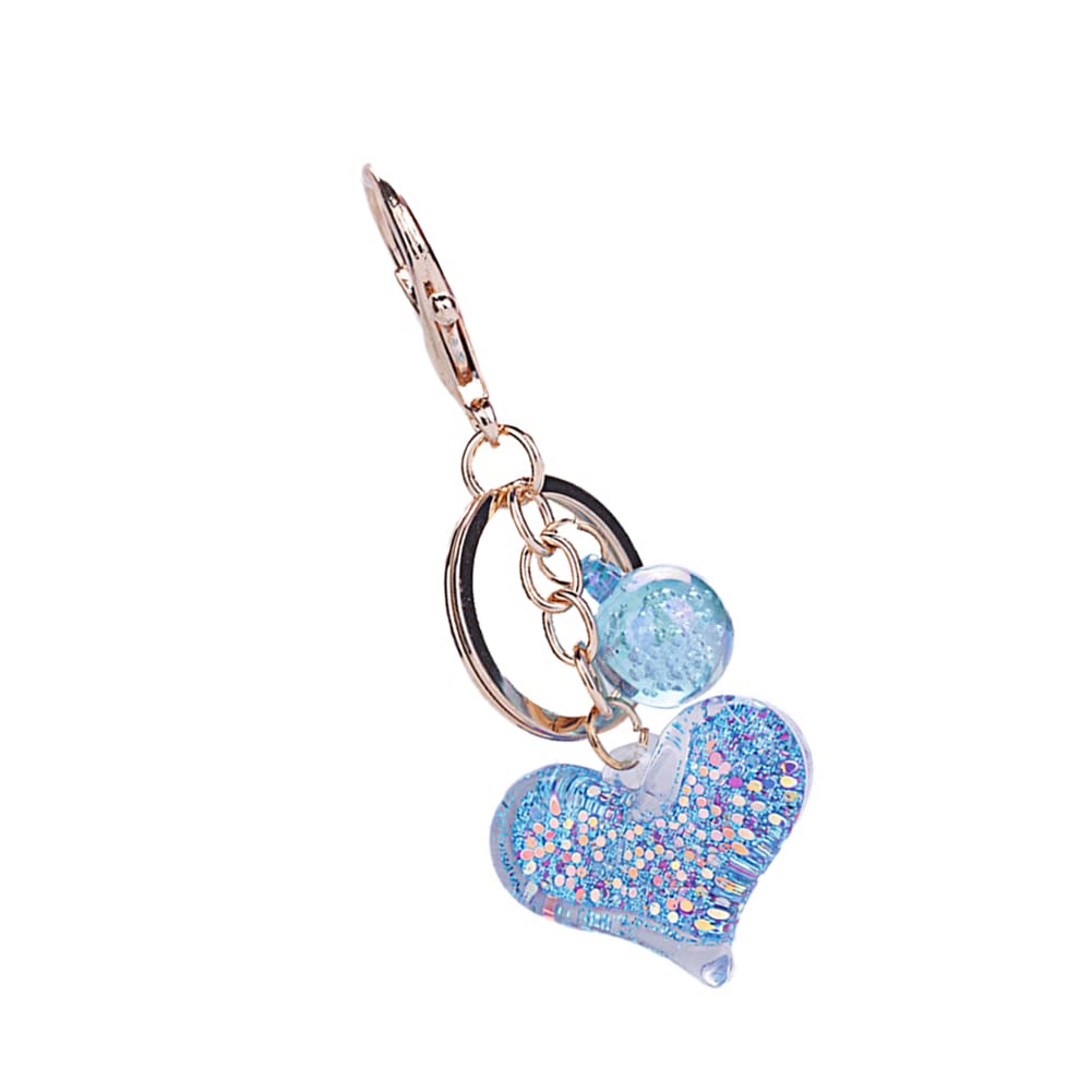 PHEZEN Cute Transparent Heart Keychain - Shining Sequin Acrylic Couple Keychain with Love Pendant - Kawaii Gift for Valentine's Day, Anniversary & Couples Accessories - Perfect for Keys, Bags & Backpacks