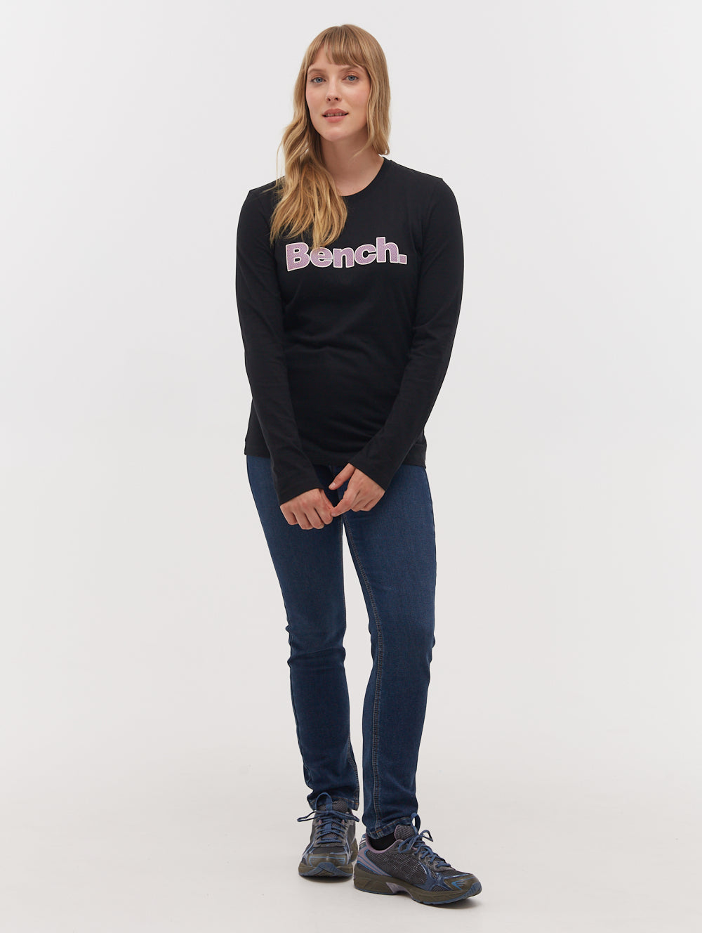 Jewelle Long Sleeve Logo T-Shirt for Women - Comfortable Cotton Crewneck Tee with Stylish Print - Perfect for Casual Wear, Layering & Everyday Outfits