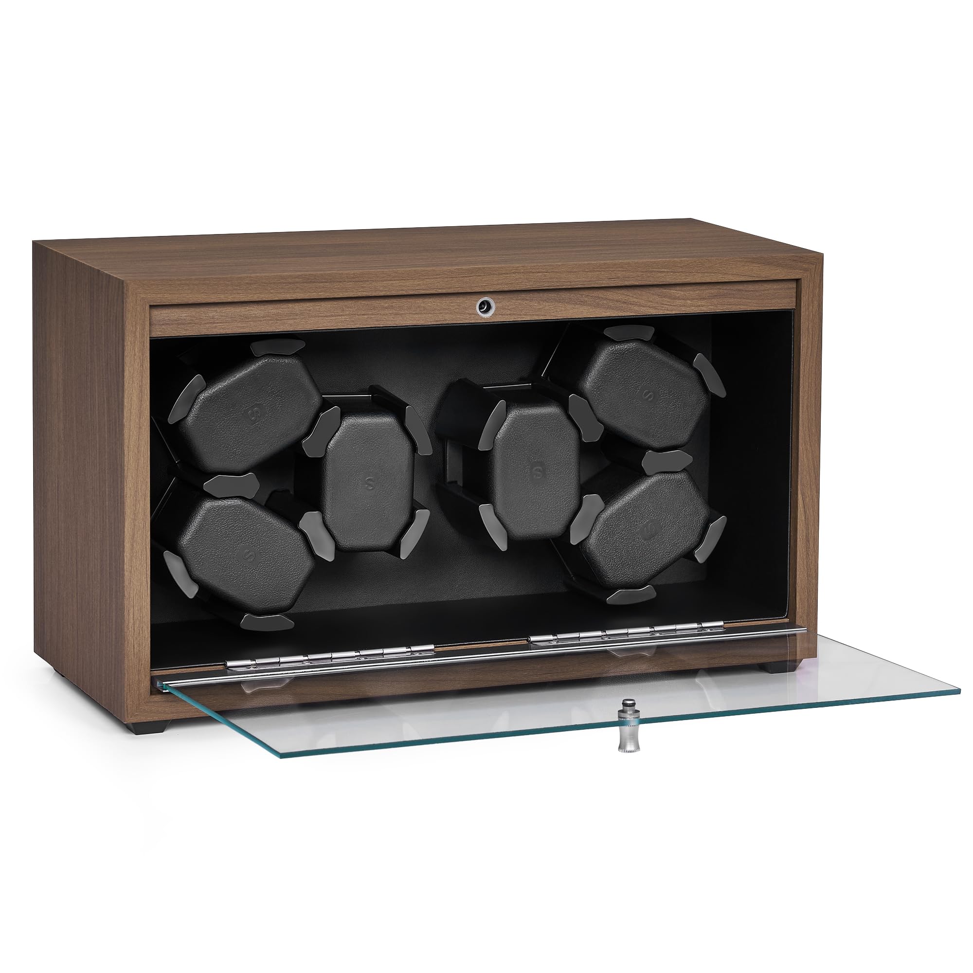 ANWBROAD Watch Winder for Automatic Watches - 6 Watch Capacity with LED Display & Ultra Quiet Motor - 4 Rotation Modes, USB Powered Watch Storage Box - Perfect for Watch Collectors & Luxury Timepiece Maintenance (Model UJWW003A)