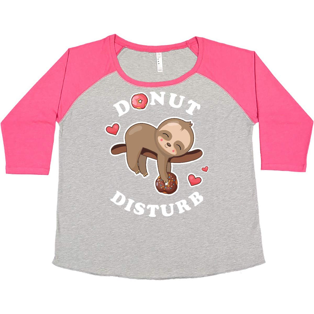 Inktastic Donut Disturb Sloth Women's Plus Size T-Shirt - Funny Cute Sloth Graphic Tee for Women - Comfortable Casual Outfit for Lounge, Sleep & Everyday Wear