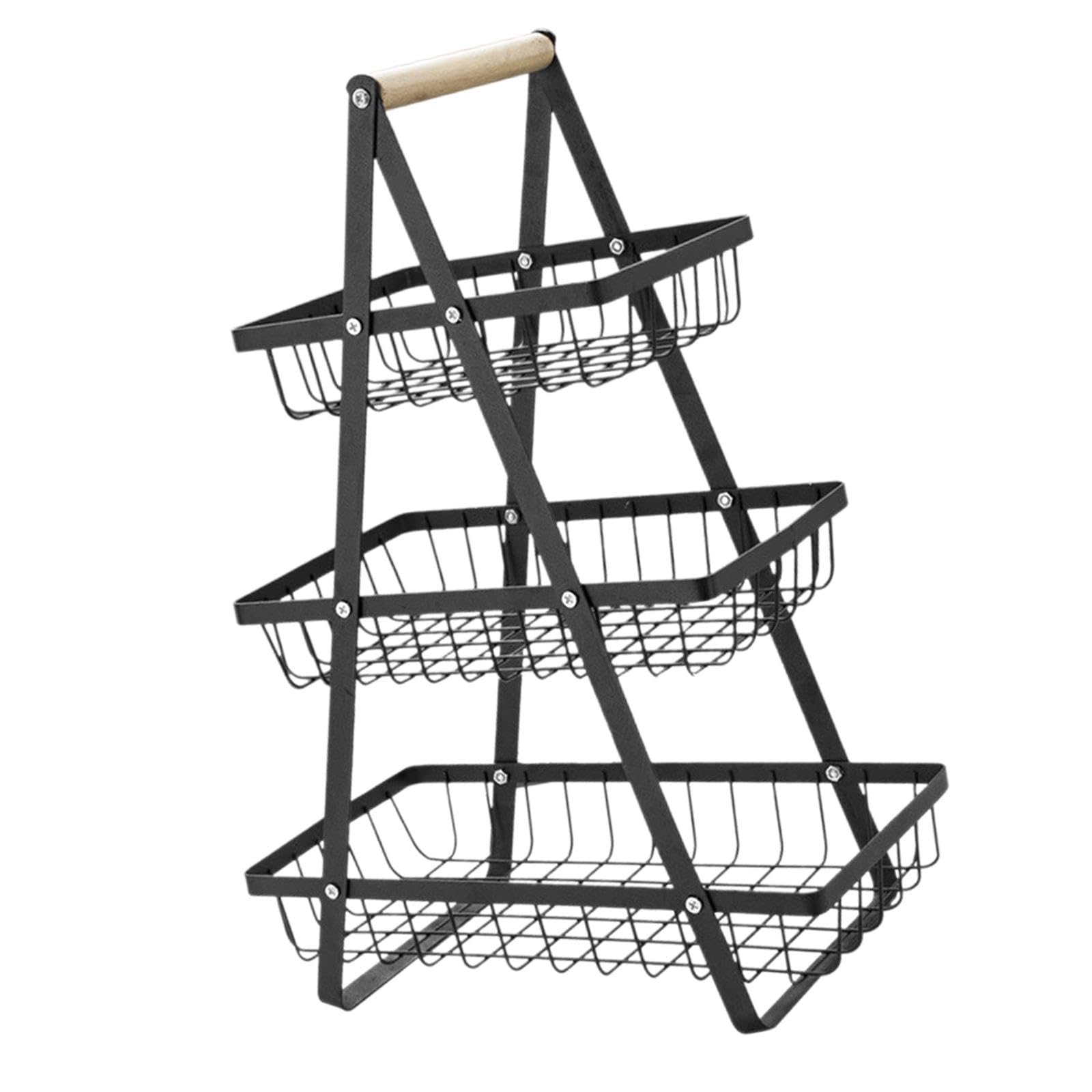 CALANDIS® 3-Tier Black Metal Fruit Basket - Rustproof Iron Tiered Rack for Kitchen, Dining Room & Restaurant Decor - Perfect for Displaying Fruits, Vegetables & Snacks at Home or Commercial Use
