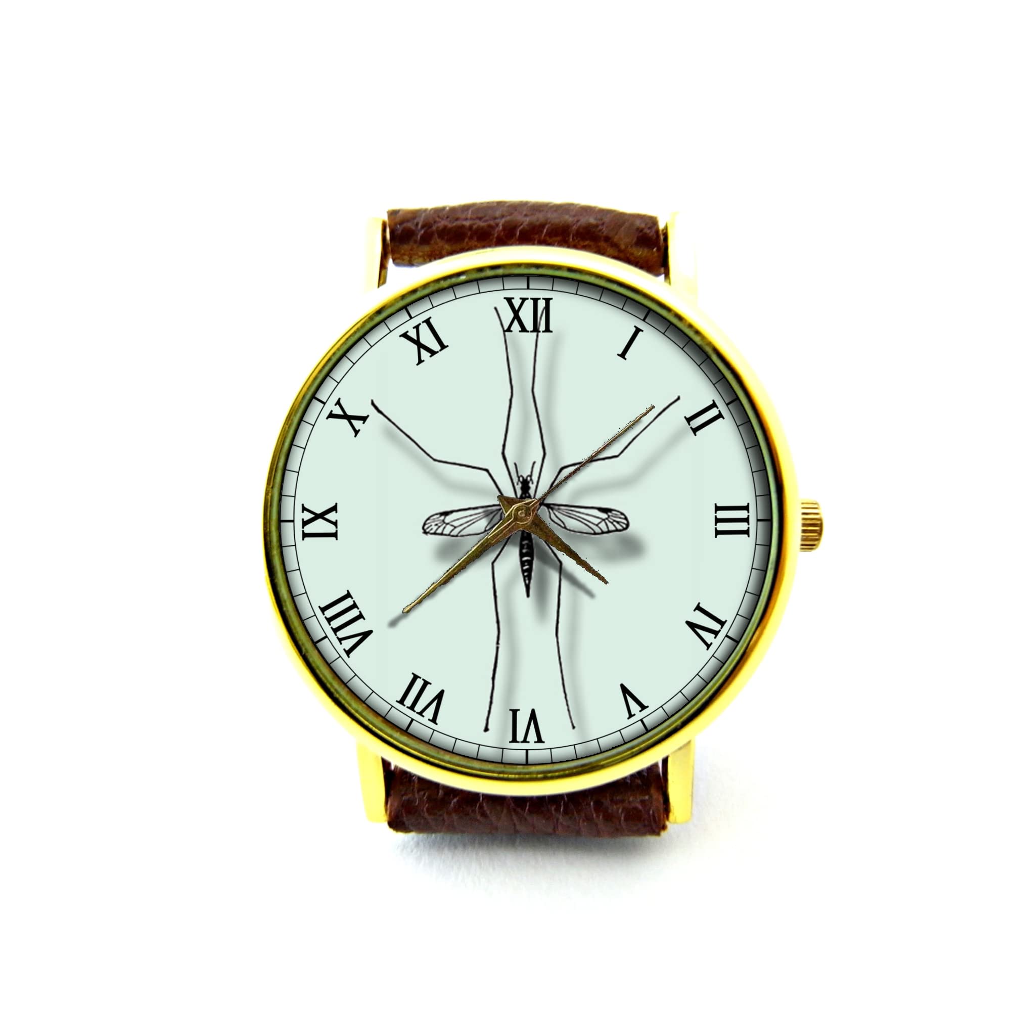 Handmade Genuine Leather Mosquito Repellent Bracelet Watch - Natural Insect Protection for Outdoor Activities, Hiking & Travel | P210