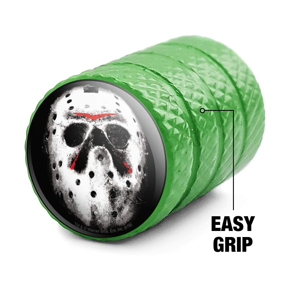 Friday The 13th Jason Mask Aluminum Valve Stem Caps for Car Wheels - Horror Movie Themed Tire Accessories for Halloween & Cosplay