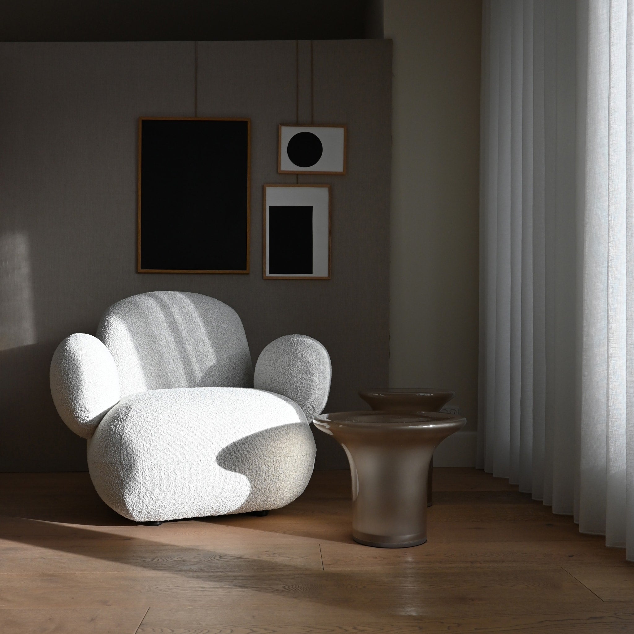 PRE ORDER 101 COPENHAGEN Toe Armchair - Flat Sandshell Sheepskin Upholstered Lounge Chair for Living Room, Bedroom & Office - Cozy Modern Scandinavian Design