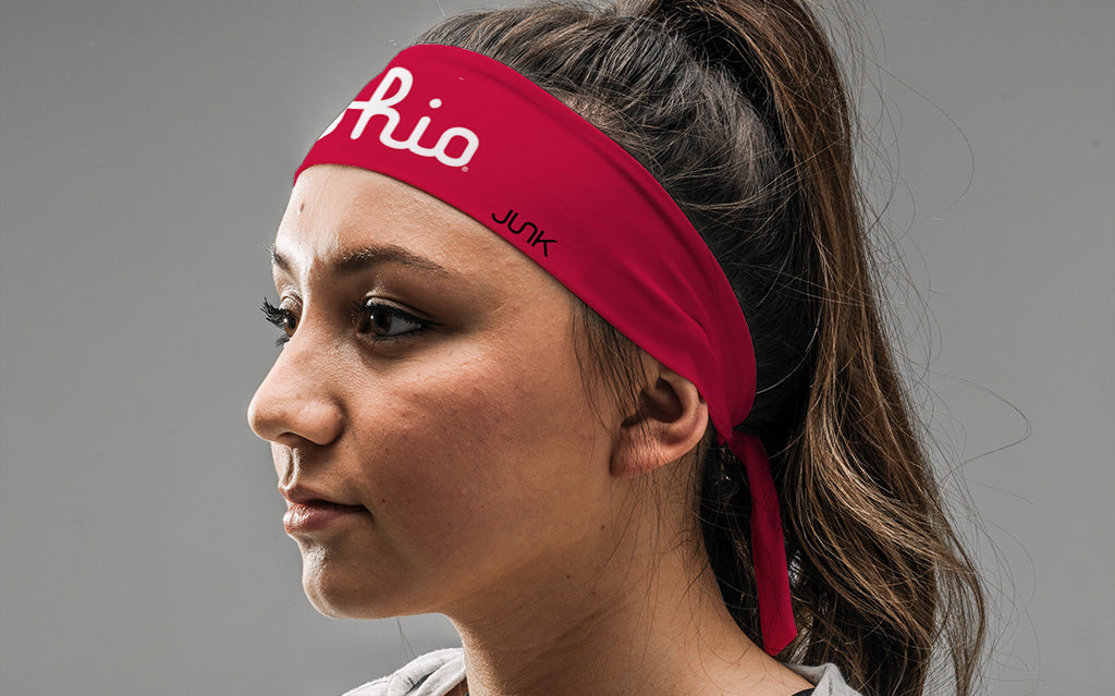 Ohio State Buckeyes Script Ohio Scarlet Flex Tie Headband - Adjustable Sports Headband for Football, Basketball, Cheerleading & Game Day Fan Gear
