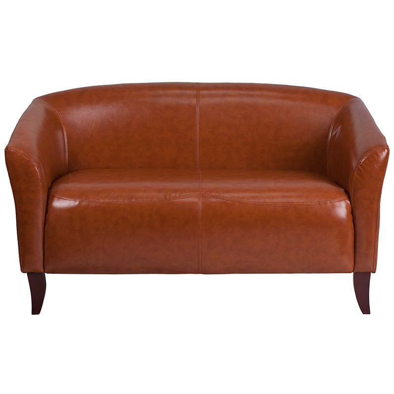 Premium FLASH HERCULES Imperial Series Brown LeatherSoft Loveseat Sofa - Luxurious Faux Leather Reclining Couch for Living Room, Home Theater & Office - Comfortable 2-Seater with Modern Design