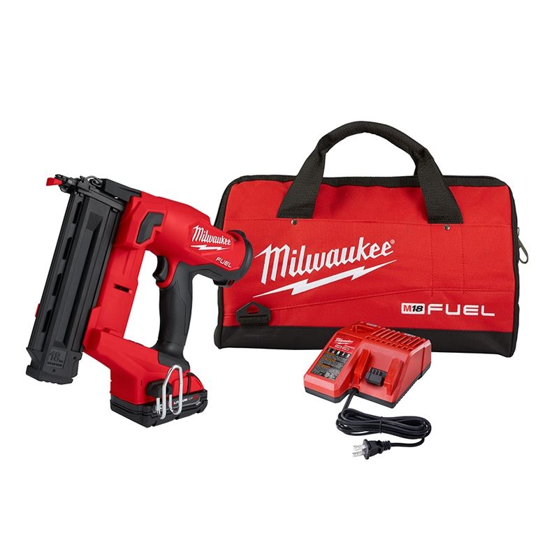 M18 FUEL 18V Brushless Cordless 18-Gauge Brad Nailer Kit (2746-21CT) - Lithium Ion Battery Included - Perfect for Trim Work, Cabinetry, and DIY Home Projects