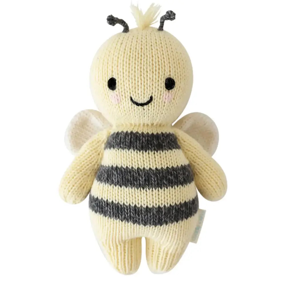 Cuddle + Kind Handmade Organic Cotton Baby Bee Plush Toy - Soft & Safe for Newborns, Infants & Toddlers - Perfect for Nursery Decor, Baby Shower Gifts & Cuddle Time
