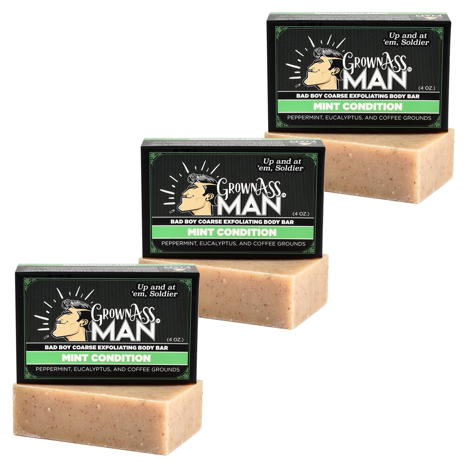 Natural Mint Exfoliating Body Scrub Bar - 3 Pack for Smooth Skin | Deep Cleansing & Dead Skin Removal | Perfect for Shower, Spa & Self-Care Routine