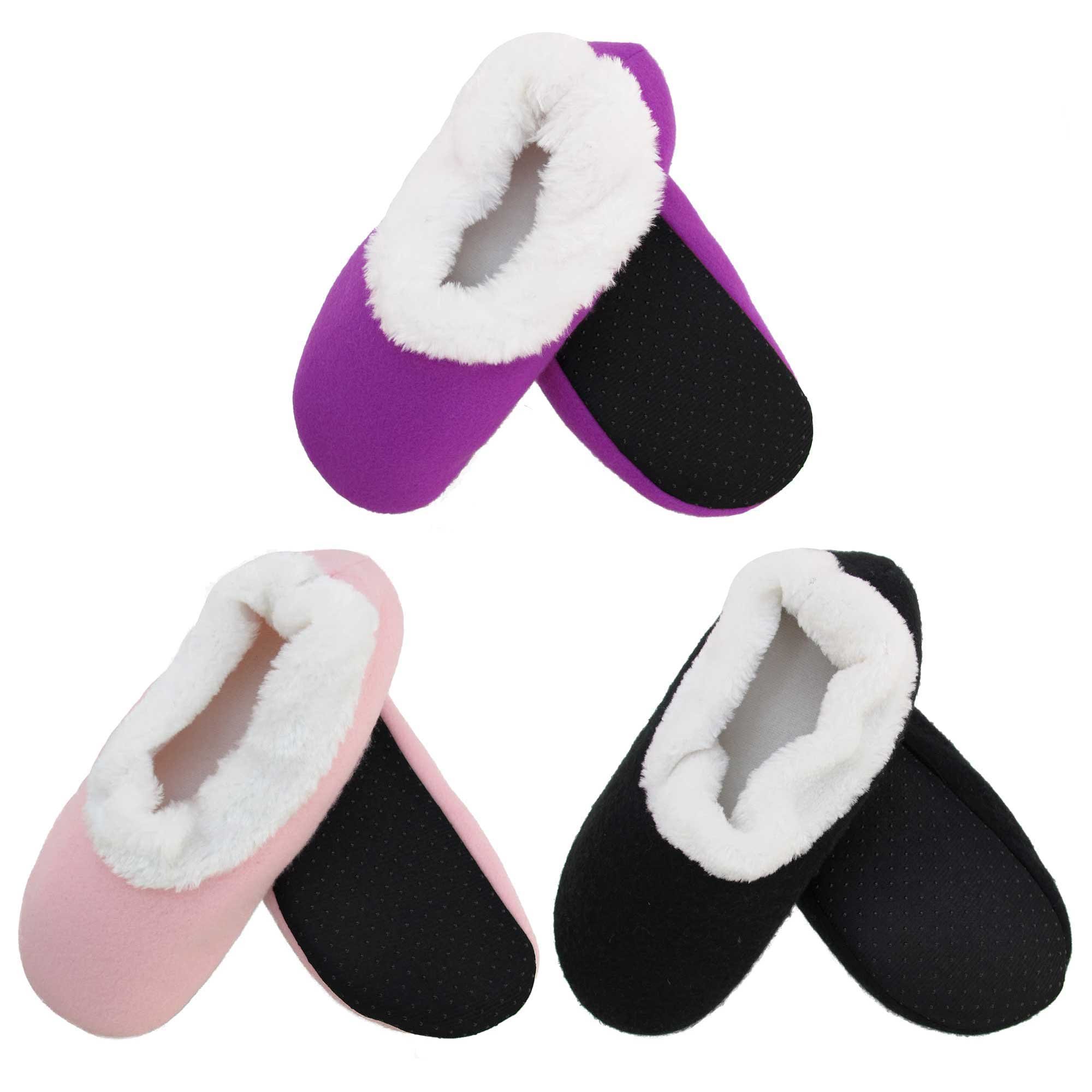 BambooMN Super Soft Warm Cozy Fuzzy Slippers for Adults - Medium/Large Size Indoor Home & Travel Non-Slip Lined Socks - Perfect for Relaxing at Home, Lounging & Cold Weather Comfort