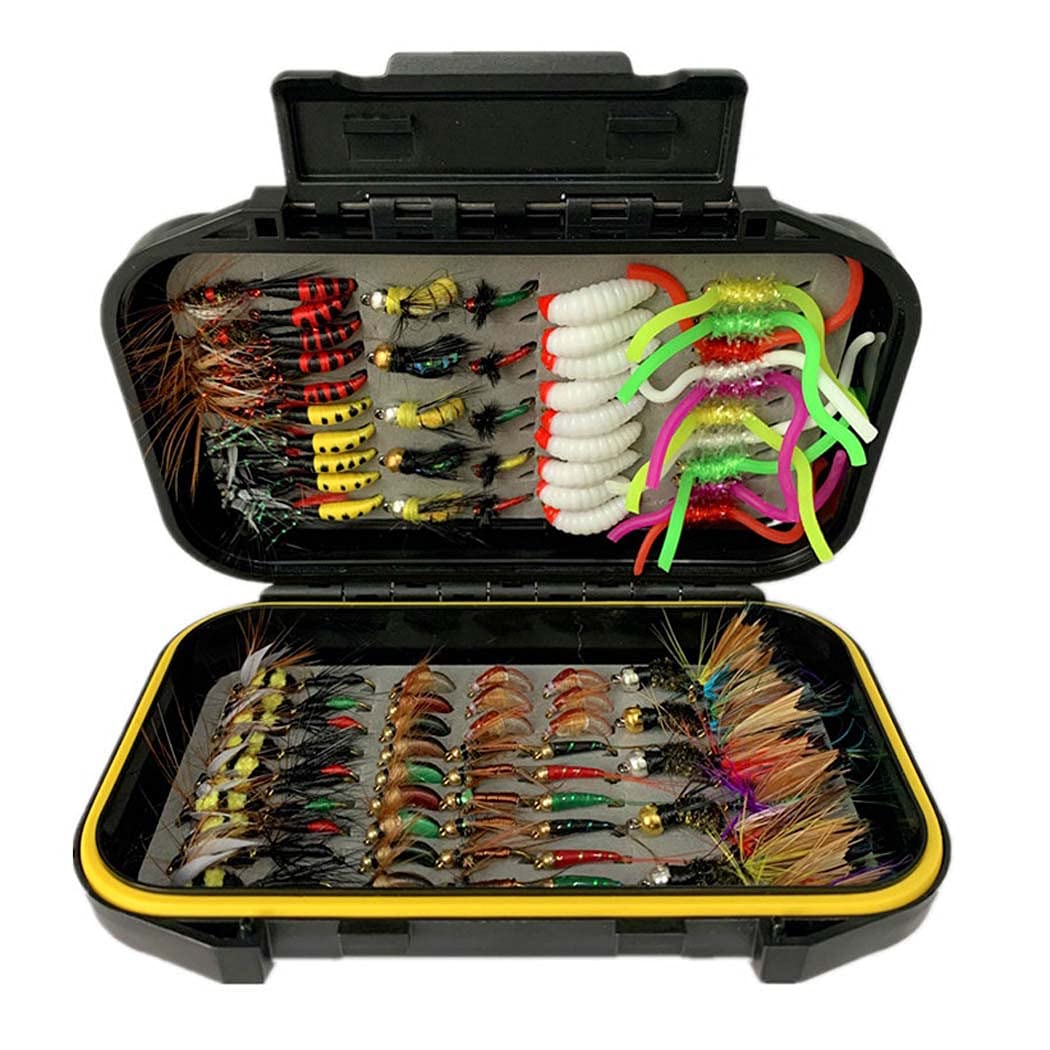 Premium Fly Fishing Flies Kit - 33/48/72/100/114/148pcs Assortment for Trout & Bass - Dry/Wet Flies, Nymphs, Streamers & Poppers - Durable Fly Box Included - Perfect for Freshwater & Saltwater Fishing Adventures