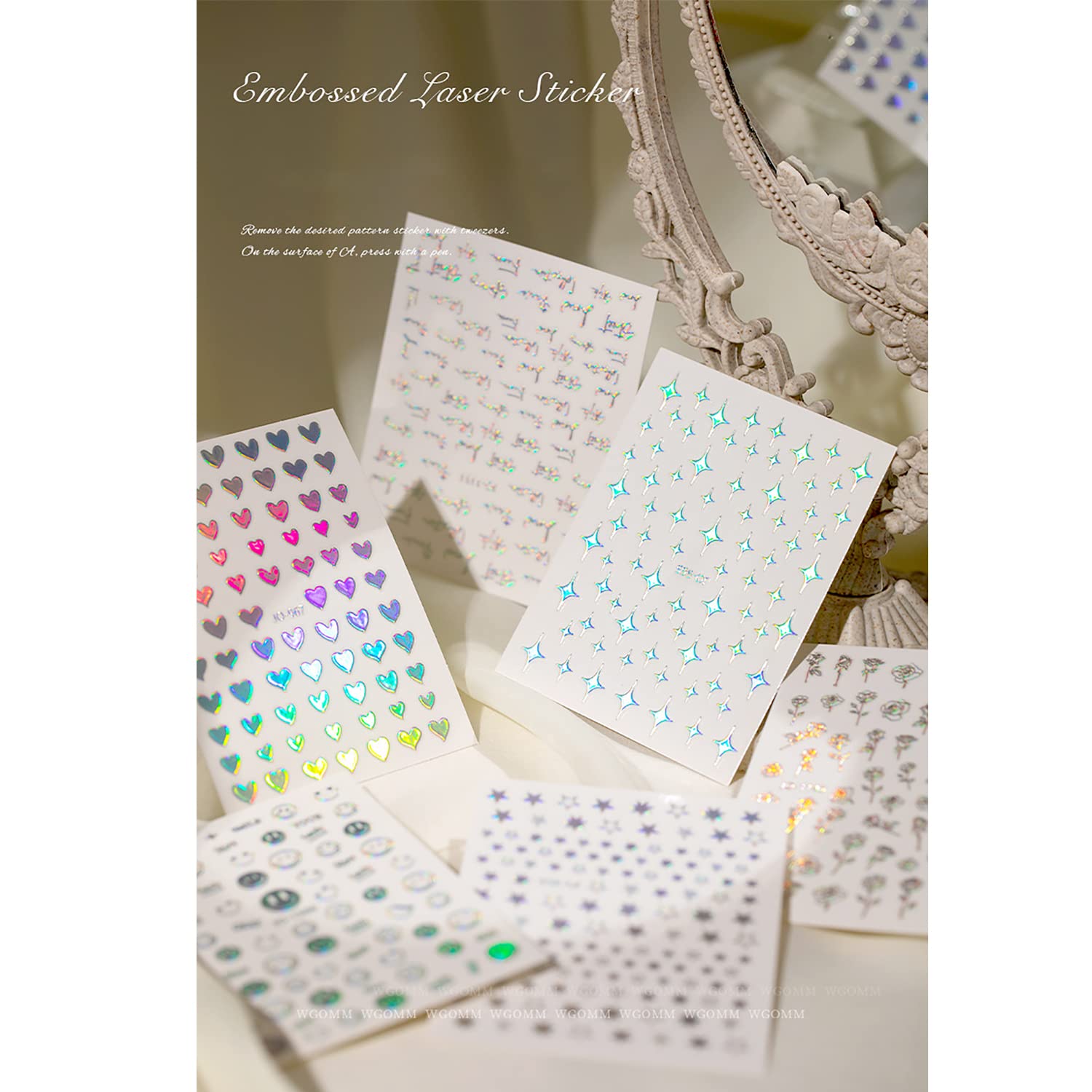 3D Self-Adhesive Nail Art Stickers - Shiny Heart, Stars & Flower Designs for Women & Girls | Nail Decoration Accessories (6 Sheets) | Perfect for Parties, Weddings & Everyday Glam