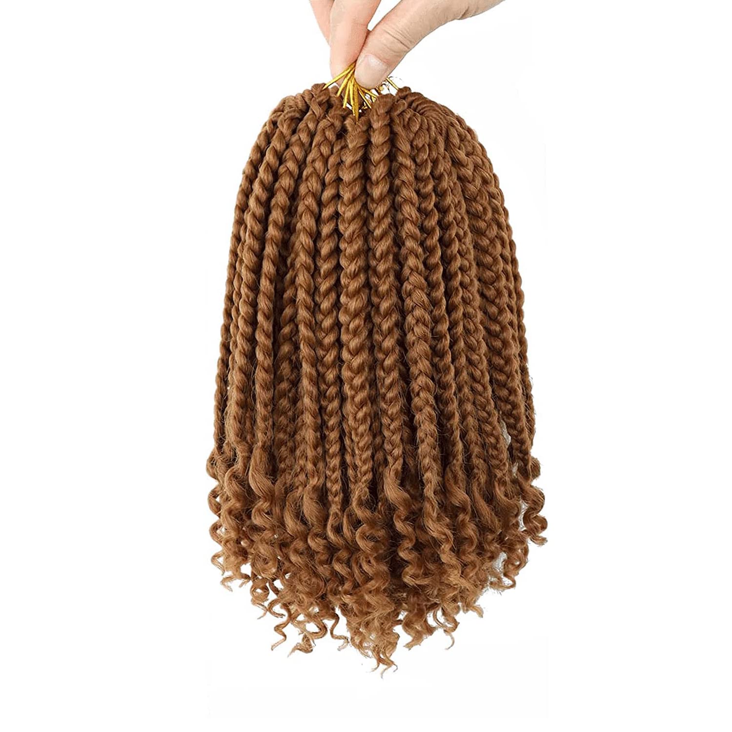 6 Packs Crochet Box Braids with Curly Ends - 10 Inch Bohemian Goddess Braids for Black Women | Pre-Looped Synthetic Hair for Easy Installation | Perfect for Protective Styles, Everyday Wear & Special Occasions (27, 10 Inch)