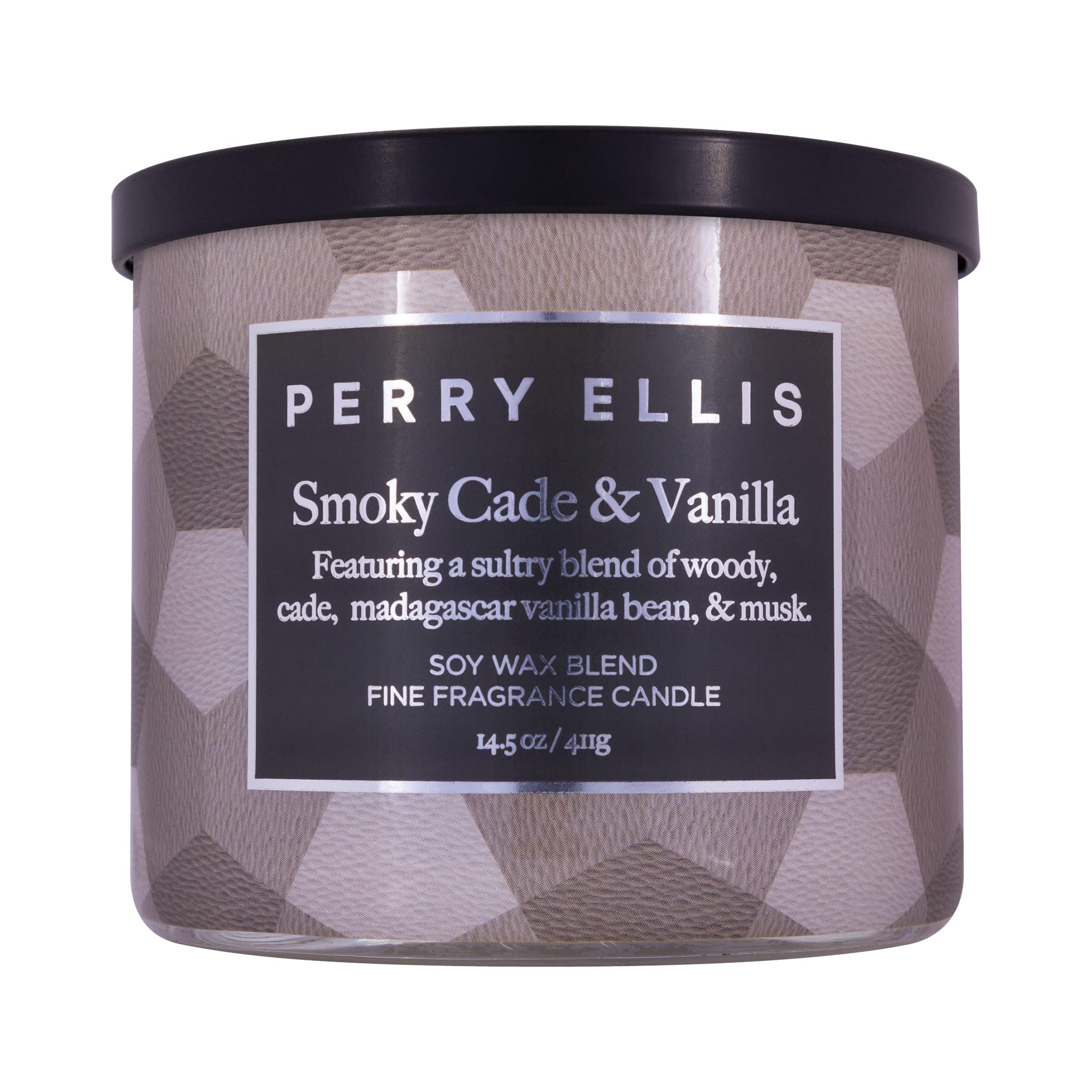 Perry Ellis Smoky Cade & Vanilla Scented Soy Candle - Aromatherapy for Relaxation, Home Decor & Romantic Ambiance