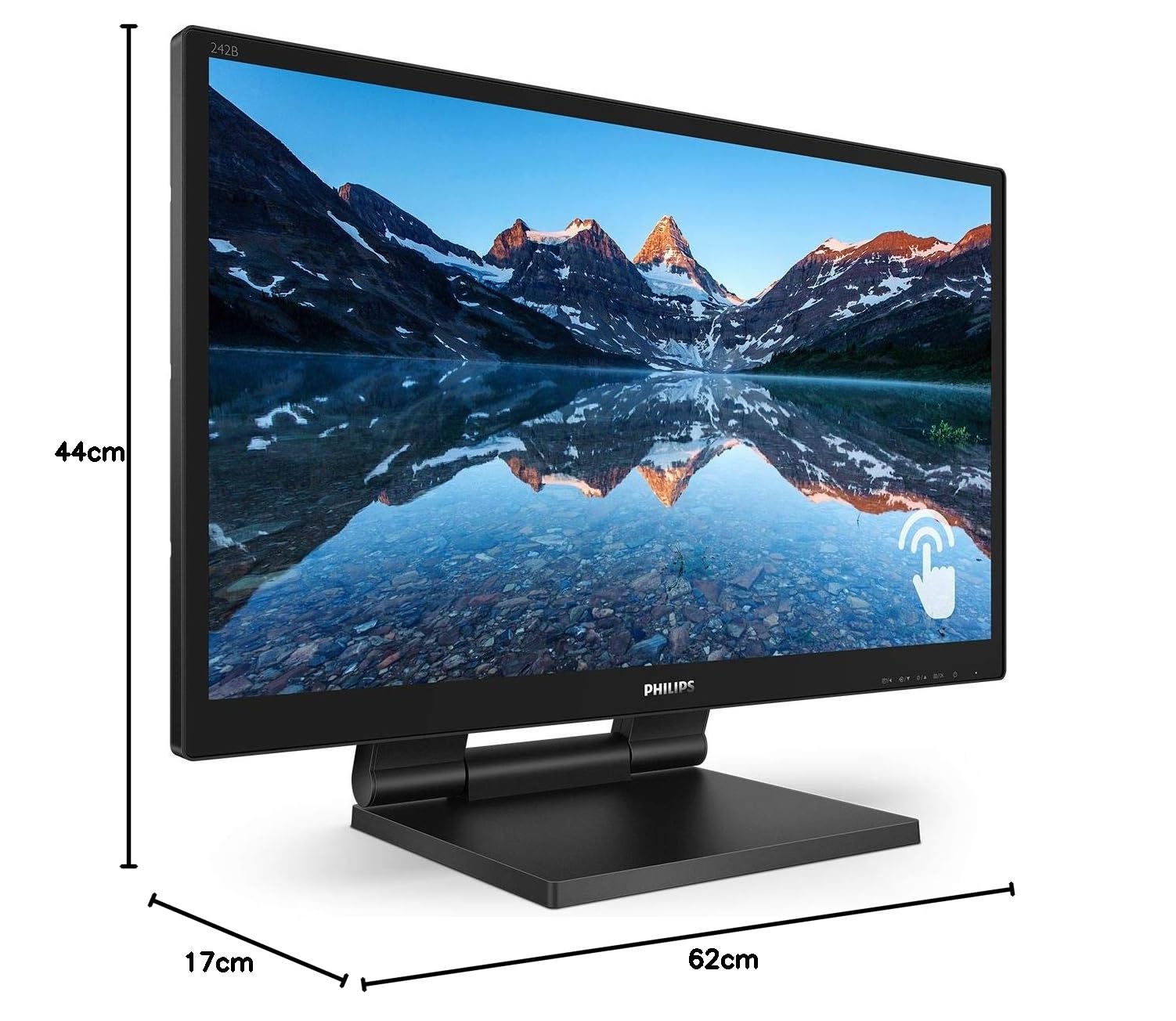 Philips 242B9T 24-Inch Touchscreen Monitor - Full HD 1920x1080, 60Hz, Adjustable Height, VGA/DVI/HDMI/DisplayPort, USB Hub - Black | Perfect for Office Work, Graphic Design & Home Entertainment