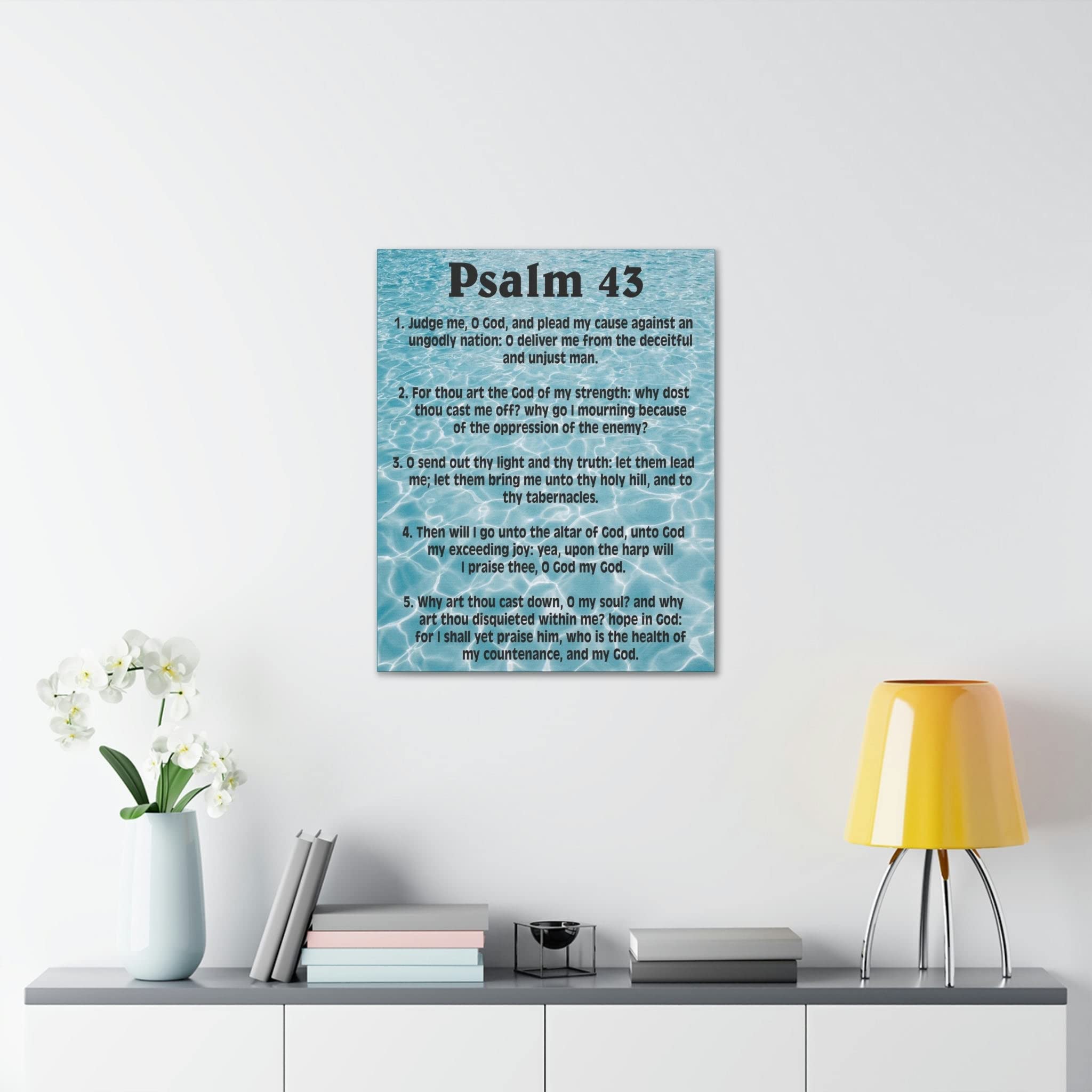 Christian Wall Art - Bible Verse Canvas Print with Psalm 43: Judge Me Scripture - Inspirational Home Decor for Living Room, Bedroom & Church