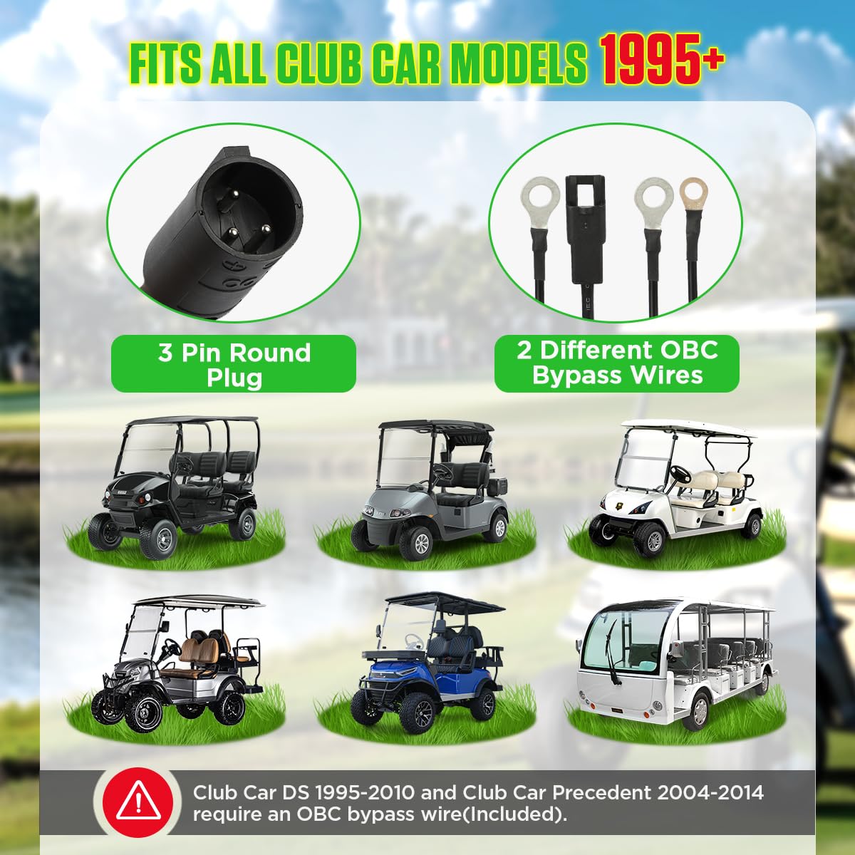 48V Golf Cart Battery Charger for Club Car - 15 AMP 48 Volt Charger with 16 FT Cord & Trickle Charge - Compatible with 48V Lead Acid Batteries - Perfect for Golf Courses, Resorts & Home Use
