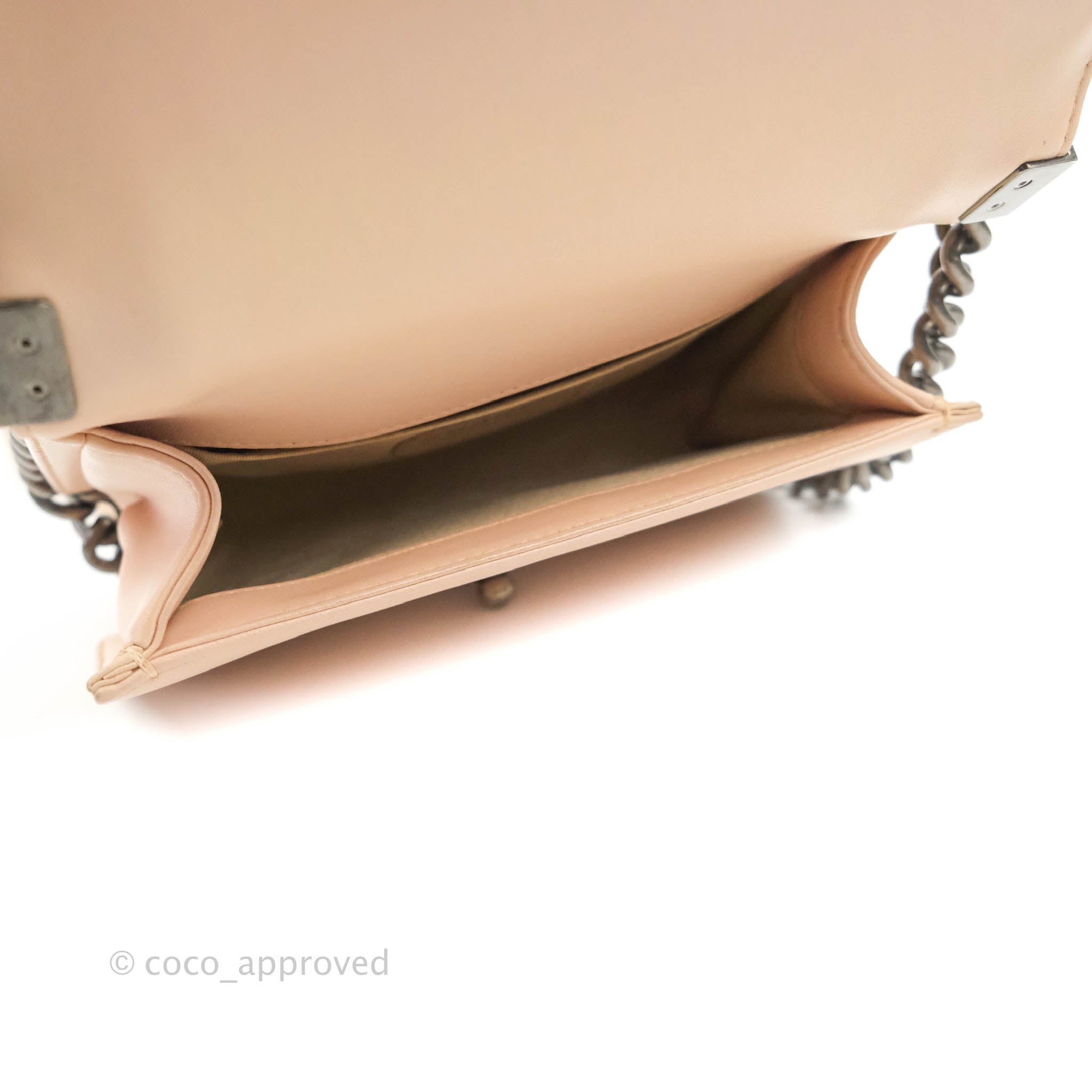 Chanel Boy Small Light Beige Pink Calfskin Bag with Ruthenium Hardware - Luxury Crossbody Purse for Women, Perfect for Date Night & Evening Events