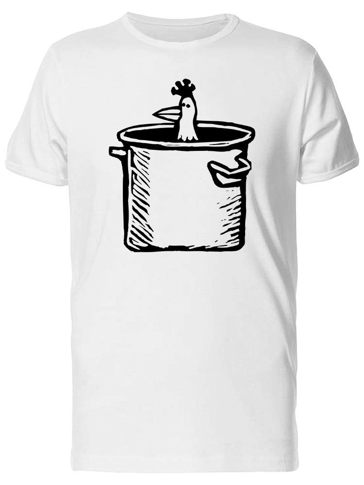 Chicken in Pot Sketch Graphic T-Shirt for Men - Casual Wear, Funny Foodie Tee, Gift for Cooking Enthusiasts