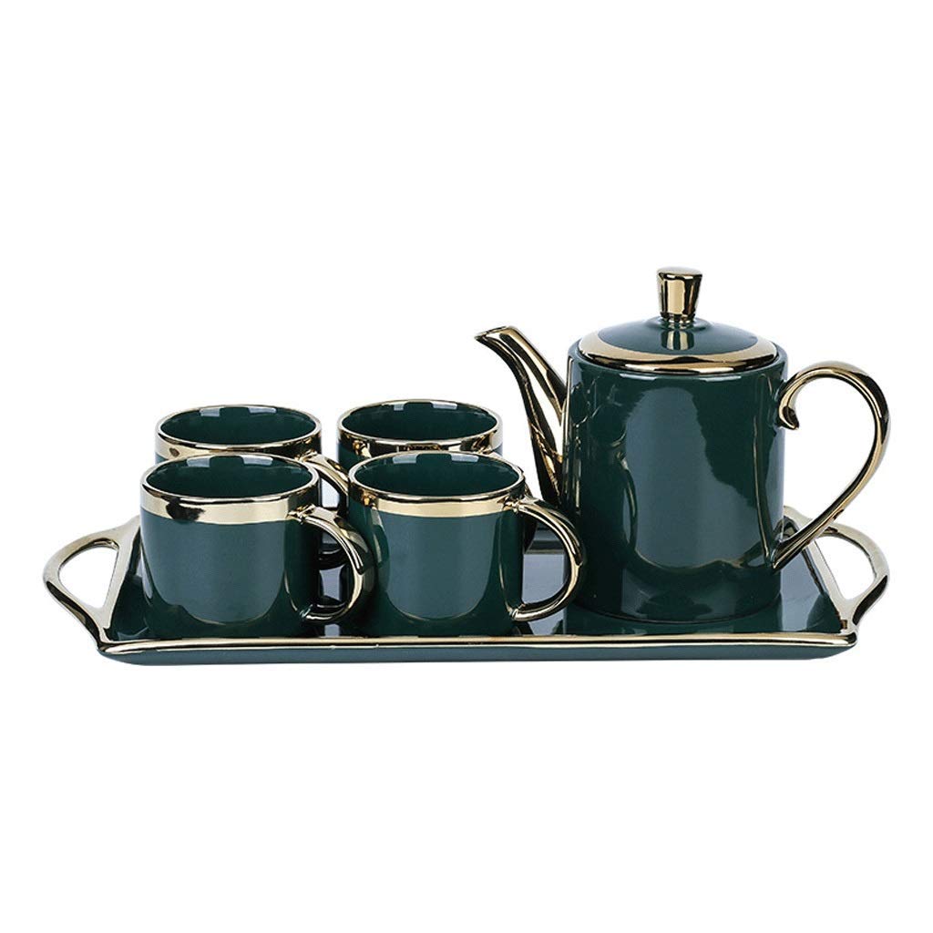Nordic Ceramic Coffee & Tea Set with Tray - Phnom Penh Green Cup & Pot for Home Bar, Kitchen Decor, and Daily Drinkware | Perfect for Coffee Lovers, Tea Enthusiasts, and Home Entertaining