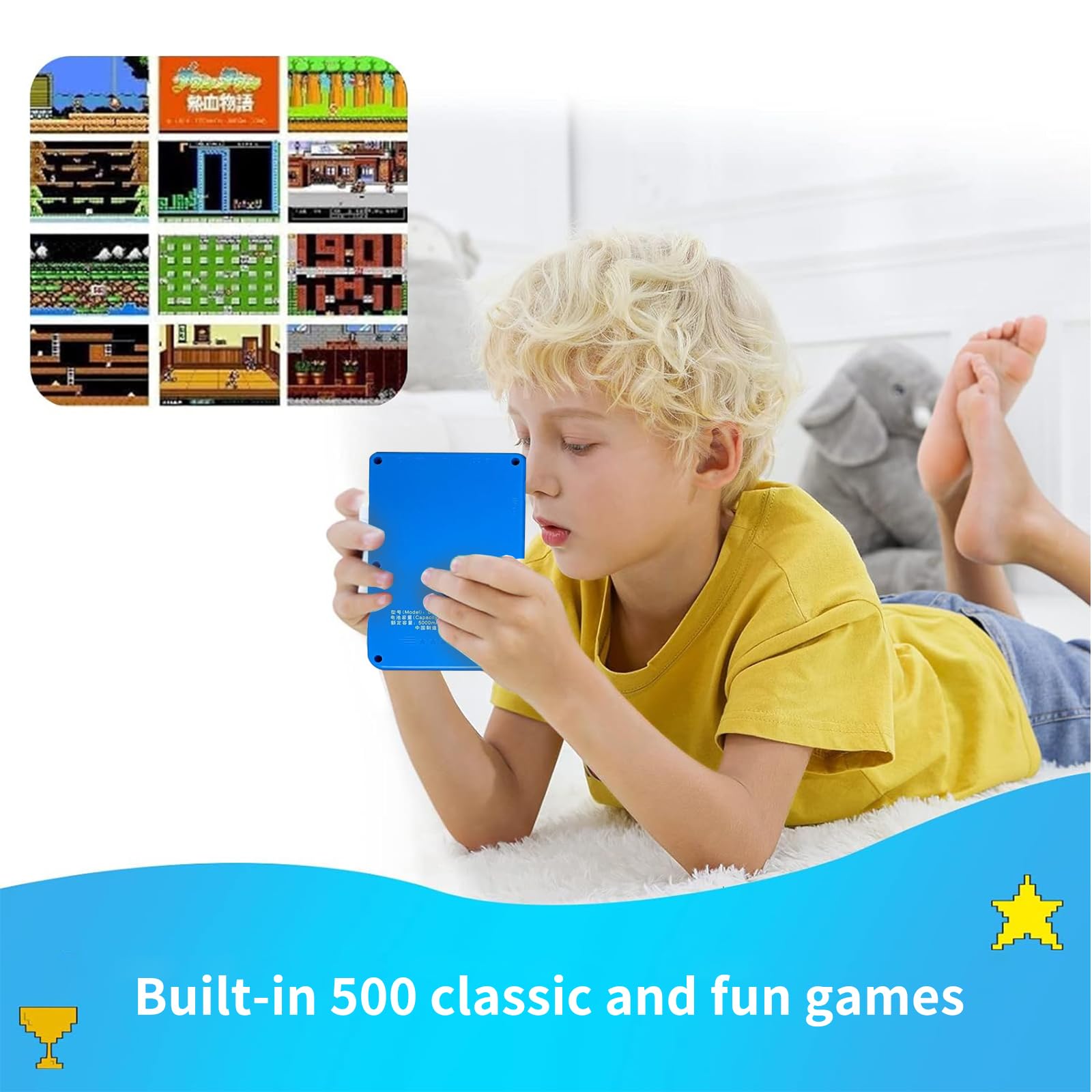 Retro Handheld Game Console - 3.5 Inch LCD Screen, Portable & Rechargeable, 500 Classic Preloaded Games, 2 Player Support - Perfect for Travel, Commuting, and Family Game Nights (Great Christmas Gift for Kids & Adults)
