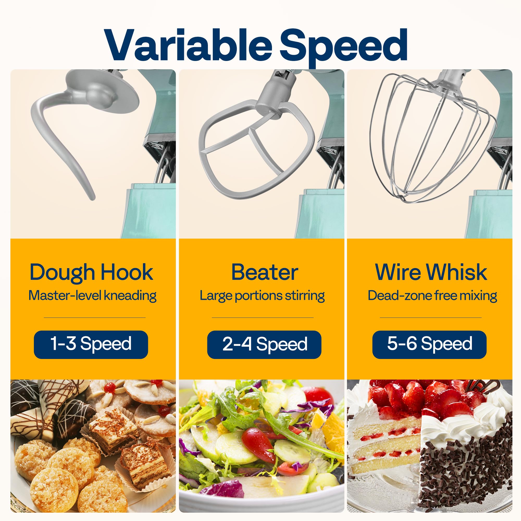 VIVOHOME 9-in-1 Multifunctional Stand Mixer with Fermentation Function, 6-Speed 7.5-Quart Electric Kitchen Mixer with Timer - Includes Meat Grinder, Juice Blender, Vegetable Slicer, Pasta & Cookie Maker (Blue) - Perfect for Baking, Cooking, Meal Prep & Homemade Juices