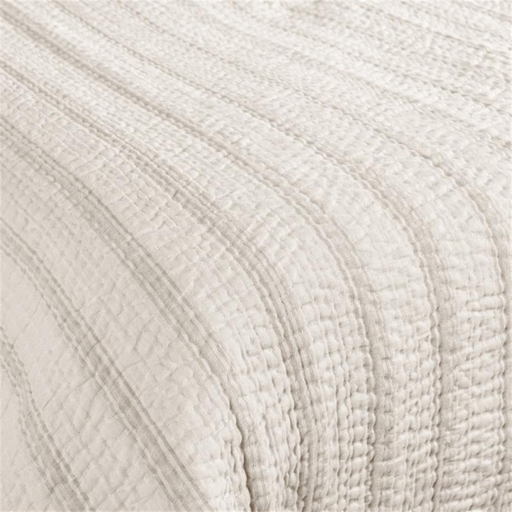 Classic Home Abraham Cotton Linen Queen Quilt Set - Eggshell Beige Bedding for Cozy Comfort | Perfect for Master Bedroom, Guest Room & Luxury Hotel Style