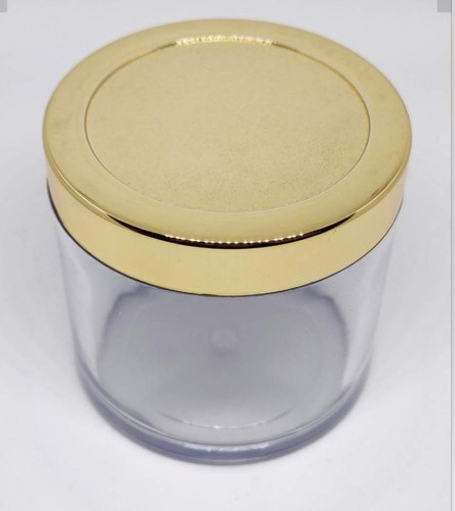 Dinemart 4-Piece 100GM Empty Cosmetic Jars with Golden Lids & White Inner Lids - Perfect for Lip Balm, Body Butter & DIY Skincare - Clear Plastic Containers for Home Beauty & Crafting (Set of 4)