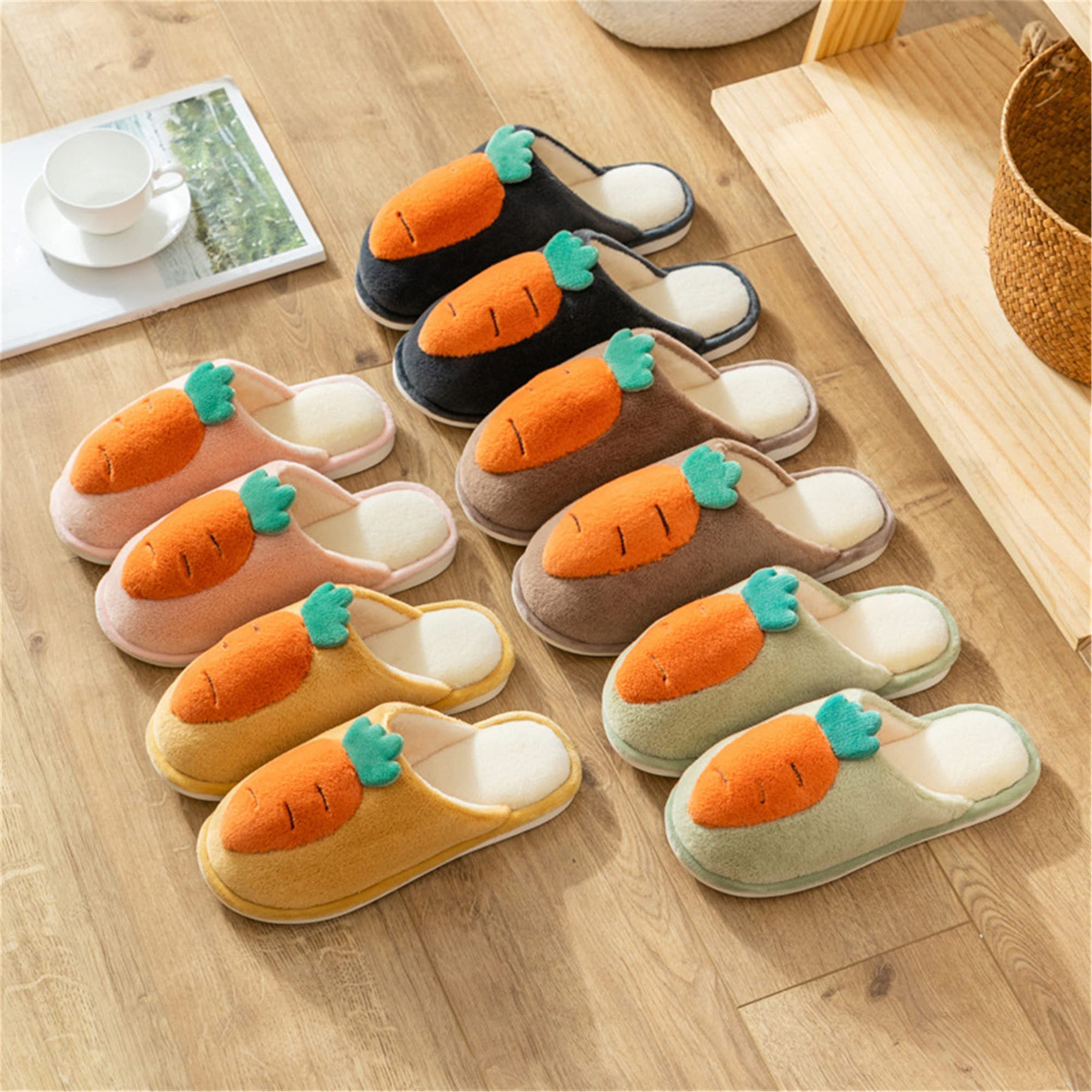 Cozy Winter Slippers for Women & Men - Plush Carrot Design Memory Foam Indoor House Shoes | Warm & Soft Comfort for Home, Lounge & Relaxation