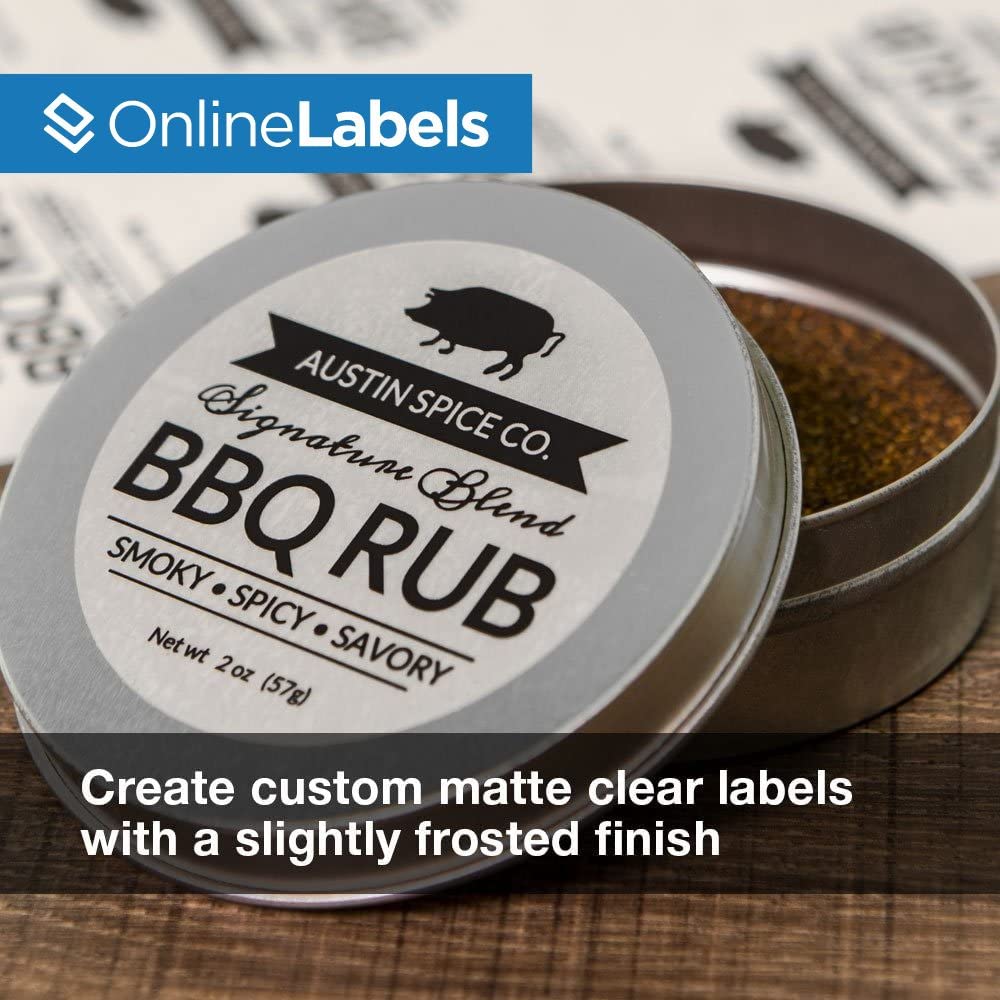 8.5 x 11 Inch Clear Frosted Matte Sticker Paper for Inkjet Printers - 250 Full Sheet Labels by OnlineLabels - Perfect for DIY Crafts, Product Packaging & Mailing Labels