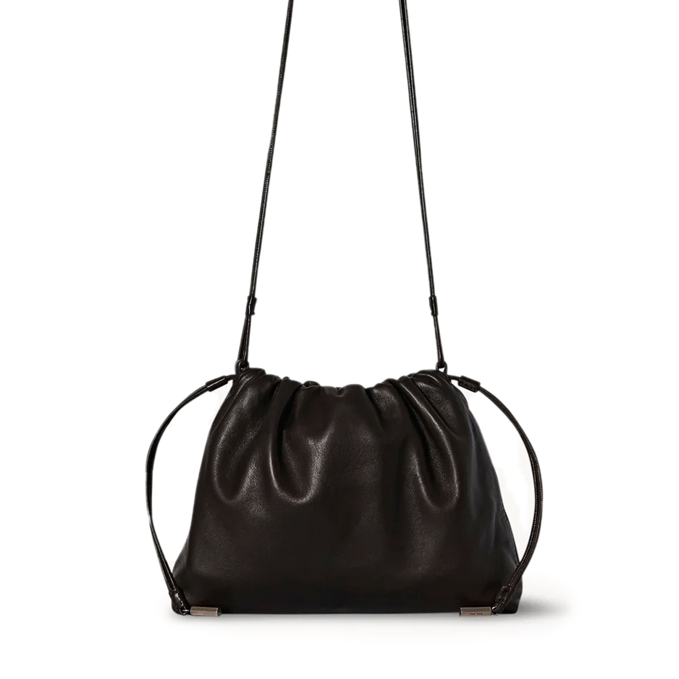 Angy Drawstring Shoulder Bag - Smooth Leather Crossbody Purse for Women, Dark Brown | Perfect for Travel, Shopping & Everyday Use