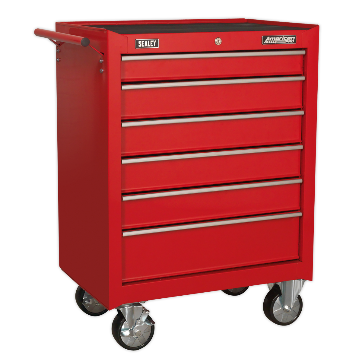Sealey American PRO® 6-Drawer Rollcab Tool Chest - Heavy Duty Red Tool Storage for Garage & Workshop Organization