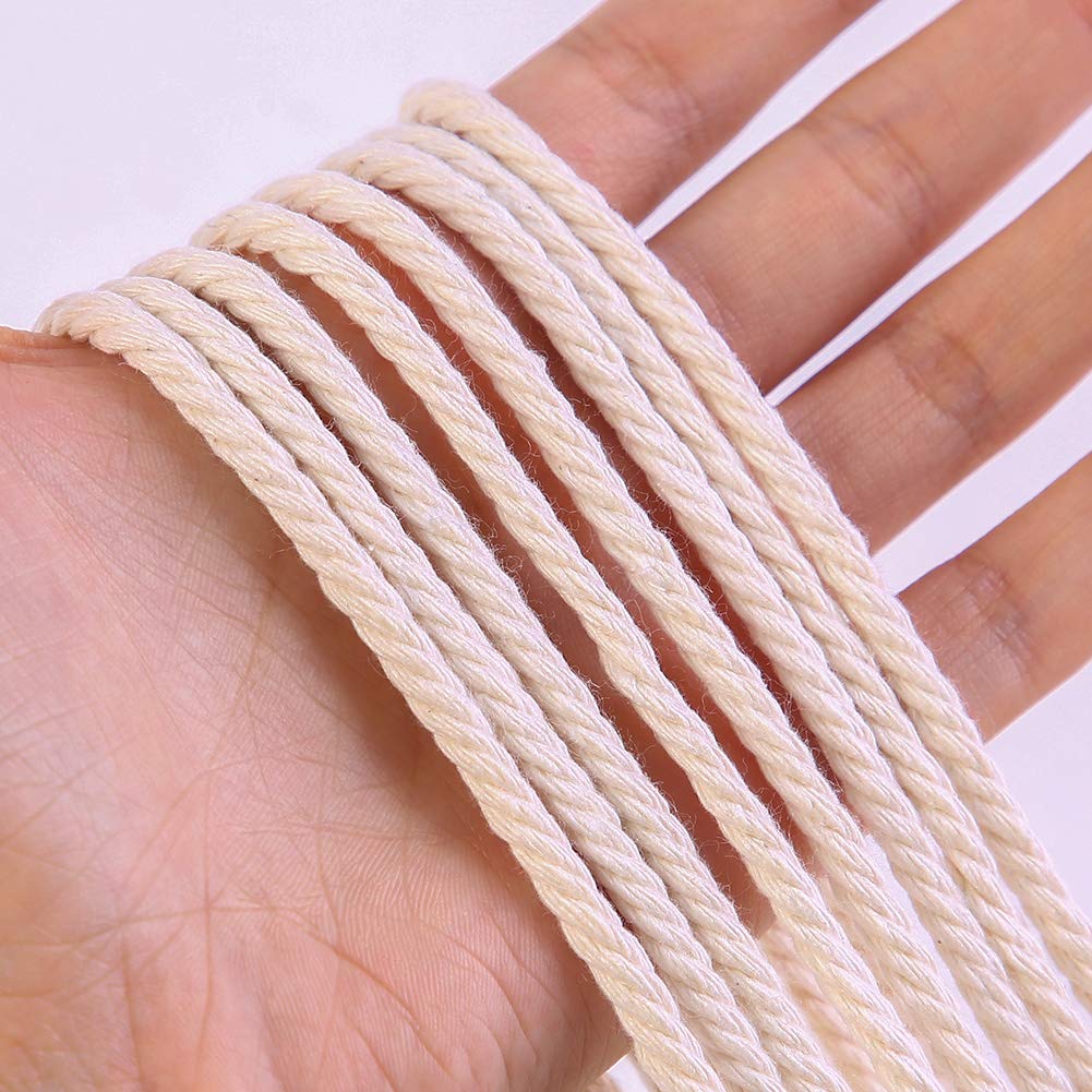 3mm x 109Yards 100% Natural Cotton Macrame Rope - Macrame Cord for Wall Hangings, Plant Hangers, DIY Crafts, Knitting & Home Decor | Perfect for Bohemian Style Decor, Wedding Backdrops and Handmade Jewelry Making