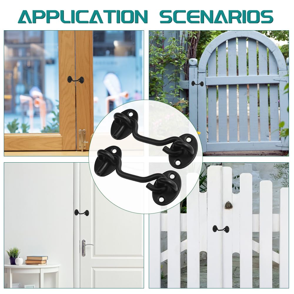 6 Pack Stainless Steel Barn Door Hook and Eye Latch Lock - 3 Inch Privacy Hooks for Sliding Doors, Cabin Gates & Windows | Durable Rustproof Hardware for Bedroom, Bathroom & Closet Doors (WMYCONGCONG)