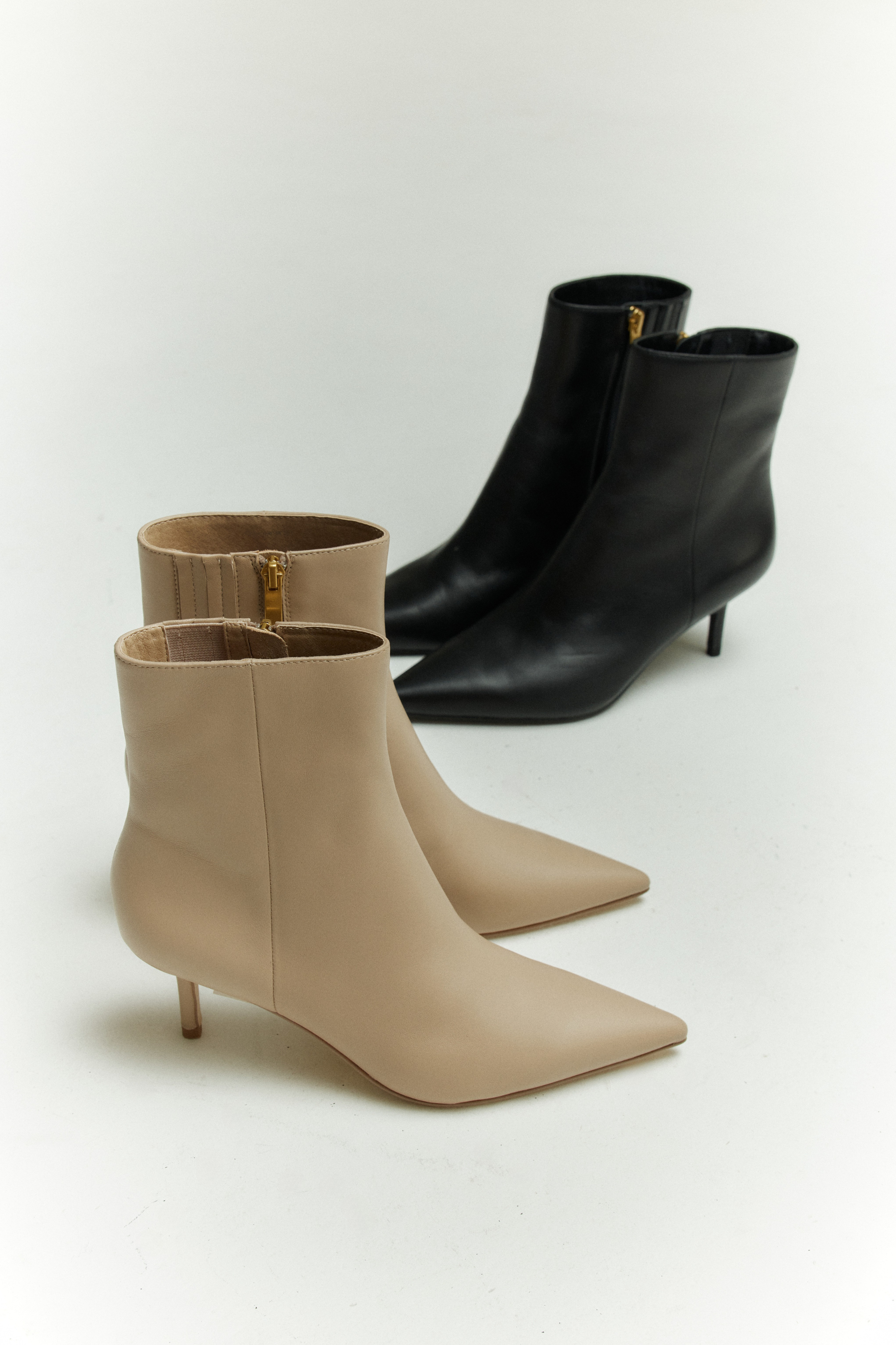 Yosha Women's Nude Leather Ankle Boots - Comfortable Low Heel Booties for Work, Office & Casual Outfits