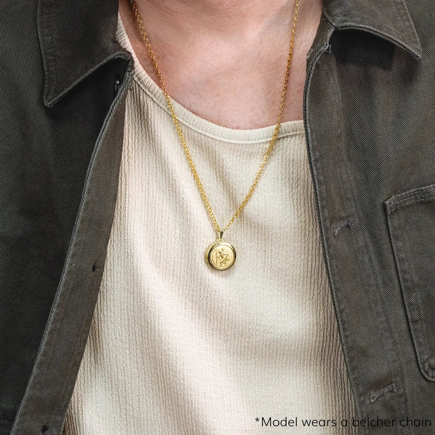 St. Christopher Pendant Necklace for Men - 14K Gold Religious Jewelry - Perfect for Travel Protection & Gifts