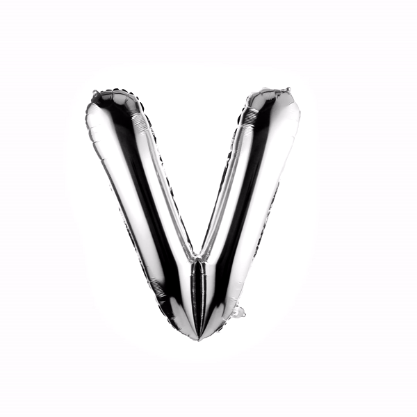 Balloonify Silver Mylar Letter V Balloon - 40 Inch Large Foil Alphabet Balloon for Birthday Parties, Baby Showers & Wedding Decorations - 1 Count Box