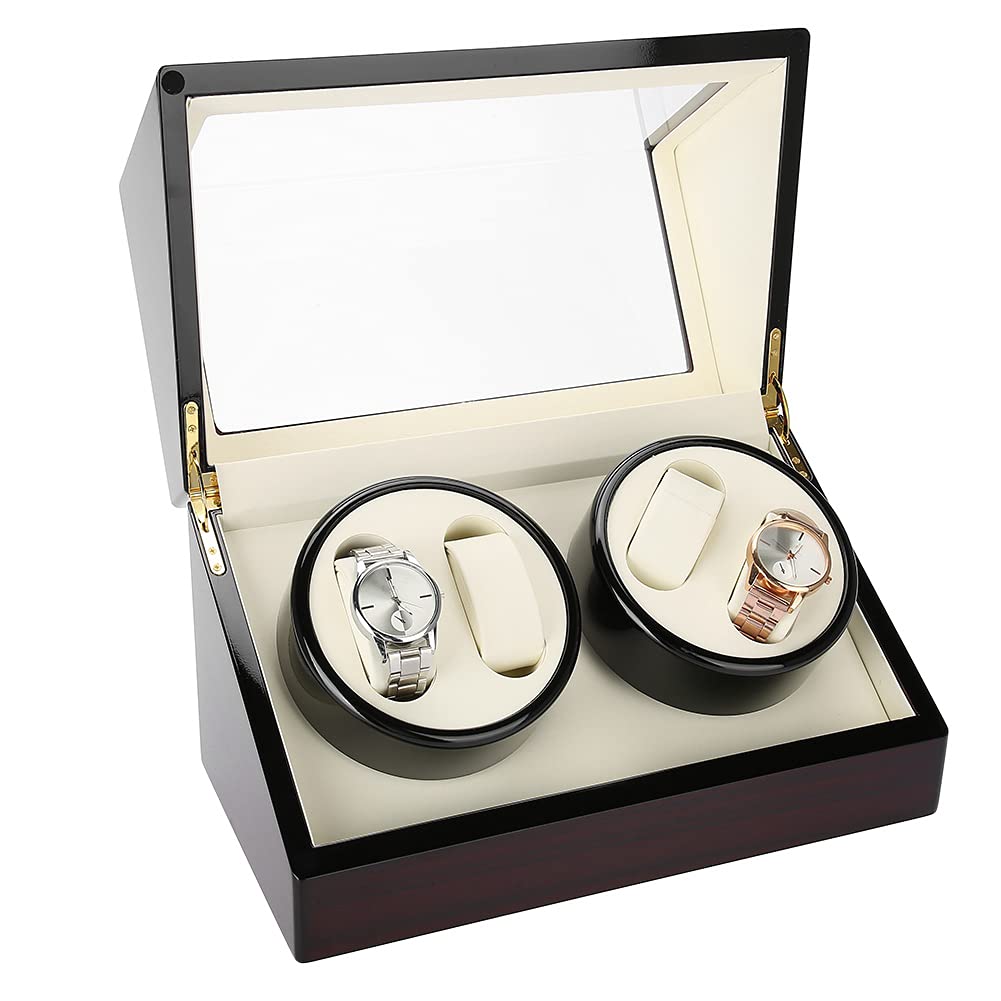 Automatic Rotating Watch Winder Box with Swivel Display - Jewelry Organizer & Storage Case for Men & Women (White) - Perfect for Watch Collections, Jewelry Display & Travel Storage
