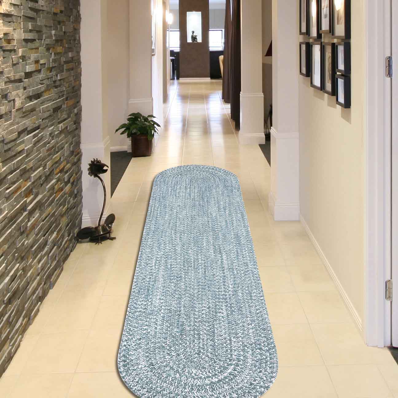 Reversible Braided Area Rug - 2-Tone Indoor/Outdoor Rug for Living Room, Bedroom, Patio & Deck - Non-Slip Durable Floor Mat for Home Decor